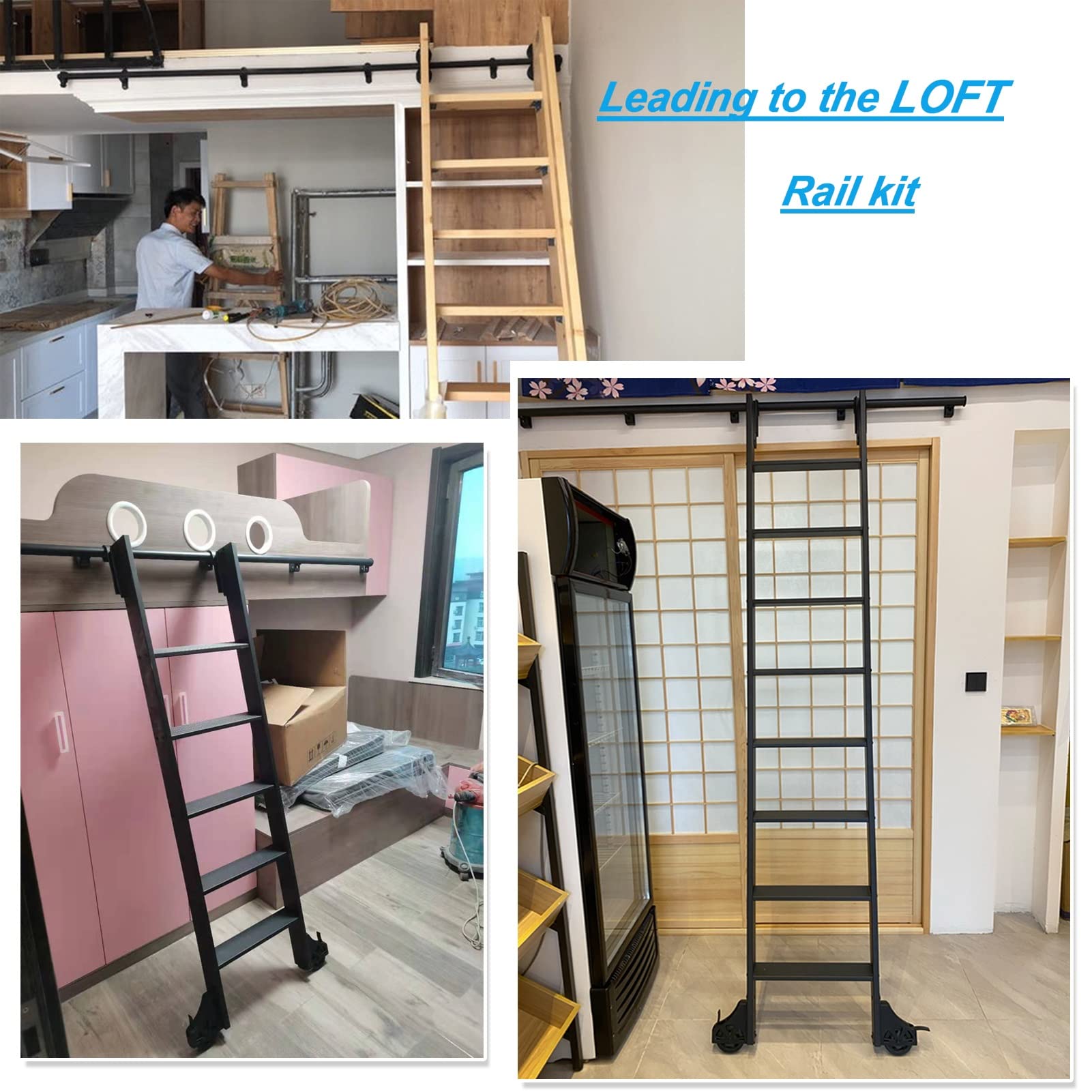 Heavy Duty Sliding Rail Hardware Kit for Rolling Library Ladder | Sliding Ladder Rail Kit | Warehouse Rolling Ladder Hardware Set – Perfect for Home Libraries, Warehouses & Storage Shelves