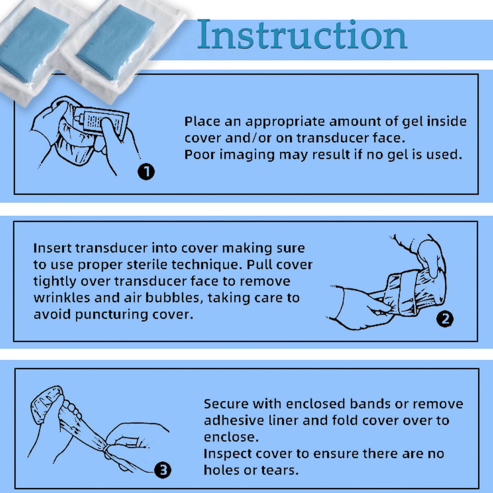 Ultrasound Probe Cover - Latex-Free Sterile Disposable Transducer Protector (6