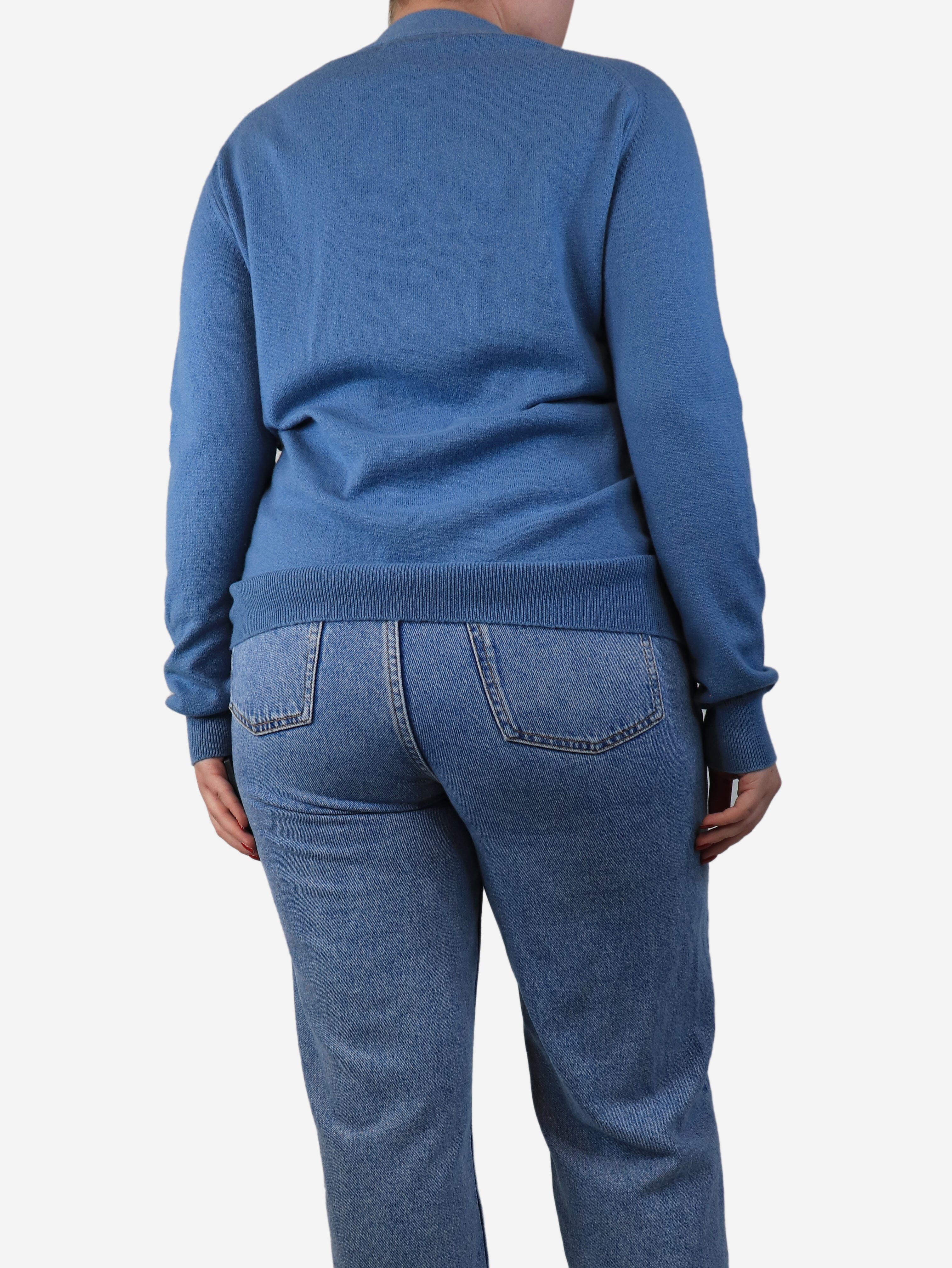 Blue Boyfriend Cardigan - Size L | Cozy Oversized Sweater for Women | Perfect for Casual Outfits, Layering & Fall Fashion