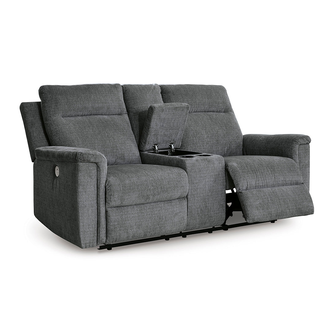 Barnsana Power Reclining Loveseat with Console - Modern Electric Recliner Sofa with Cup Holders for Living Room, Home Theater & Family Room Relaxation