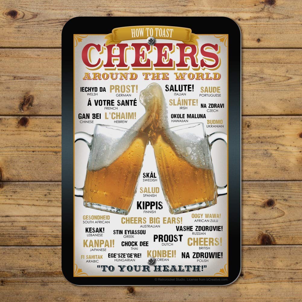 GRAPHICS & MORE Cheers Around The World Guide - Home & Office Decor Sign for Toasting Celebrations - Perfect for Parties, Weddings & Business Events