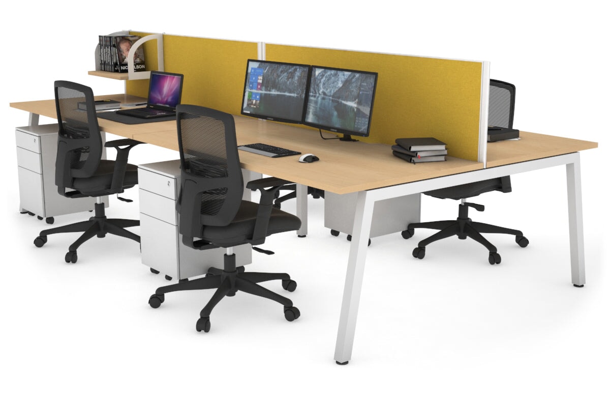 Quadro 4-Person Office Workstation Desk - 1200L x 800W with Cable Management Scallop - Perfect for Collaborative Workspaces, Team Meetings & Open Office Environments