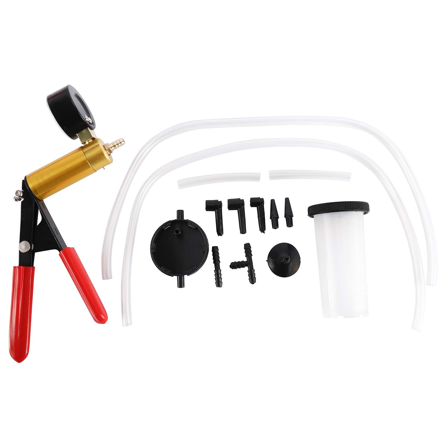 8MILELAKE Brake Bleeder & Vacuum Pump Kit - Handheld Automotive Brake Fluid Bleeding Tool with Pressure Gauge - Perfect for Car Maintenance, Motorcycle & Truck Brake System Repair