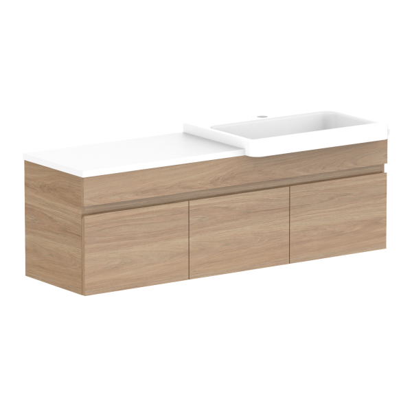 ADP Glacier Pro Semi Recessed Bathroom Vanity Set with Solid Surface Top - 24 Inch Modern Slim Cabinet for Small Spaces, Perfect for Powder Rooms and Guest Bathrooms