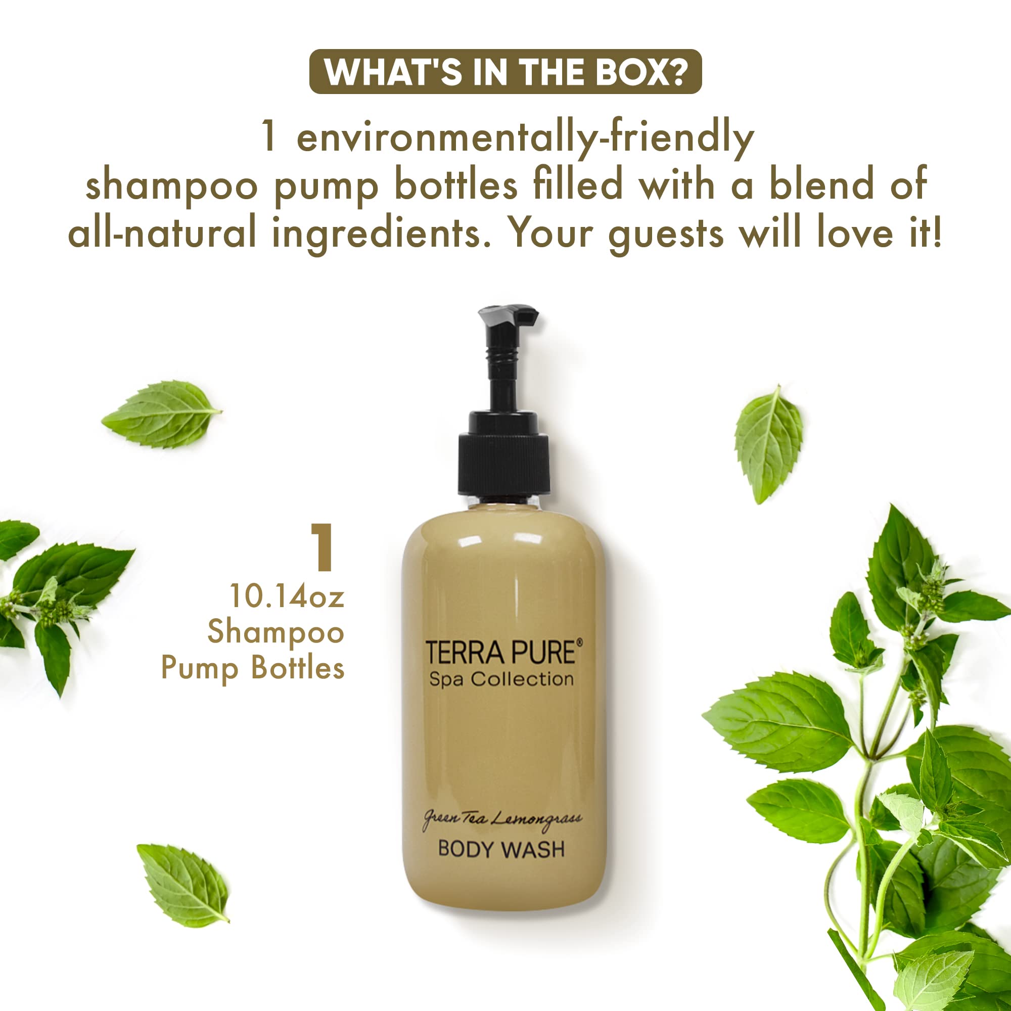 Terra Pure Spa Luxury Body Wash - 10.14oz/300ml Pump Bottle (Pack of 12) | Hotel & Resort Amenities | Moisturizing Shower Gel for Relaxation - Perfect for Home Spa, Travel & Gifting