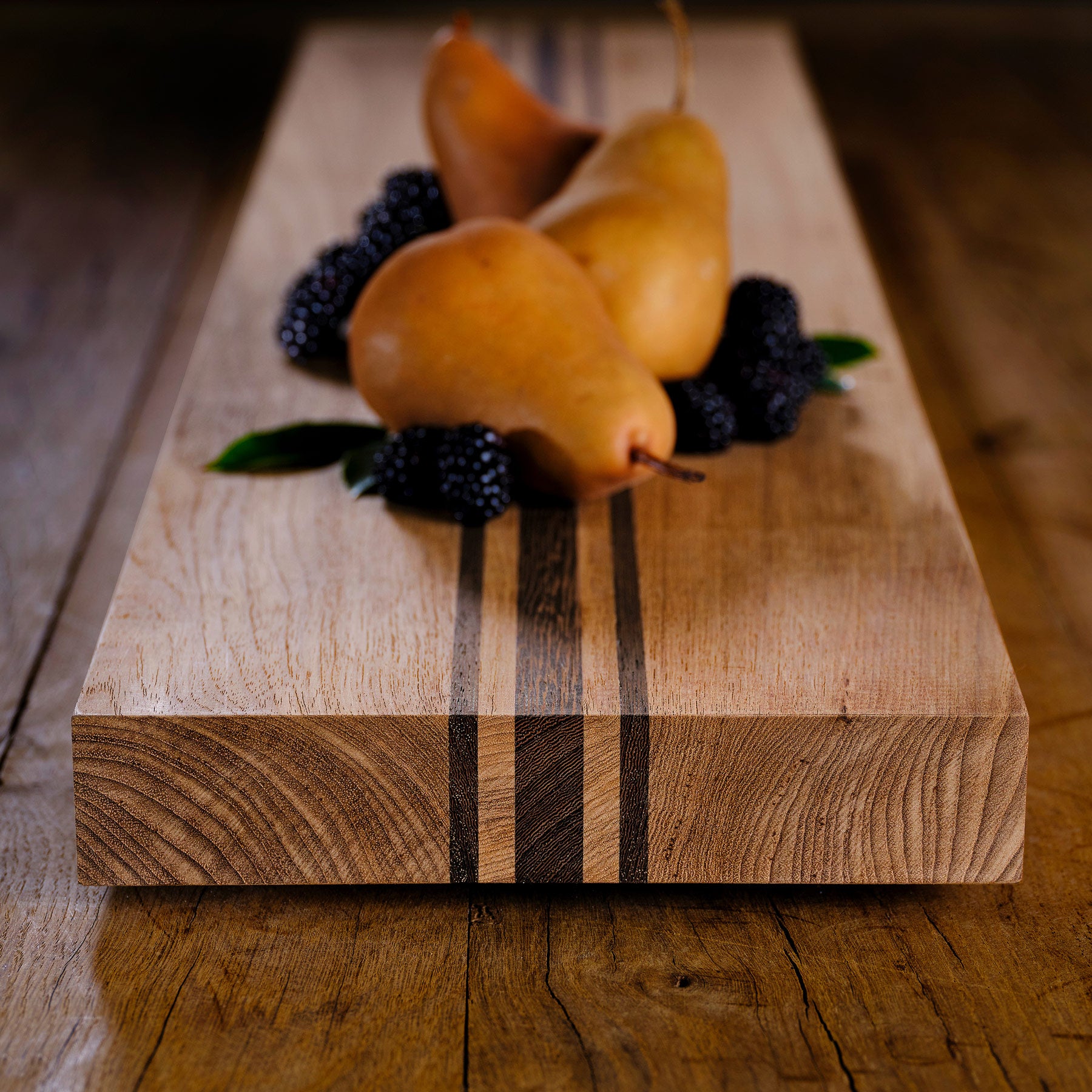 9X30 Teak Wood Serving Board with Triple Stripe - Natural Finish - Perfect for Charcuterie, Cheese Platters & Entertaining - Durable Teak Cutting Board for Kitchen & Dining Use