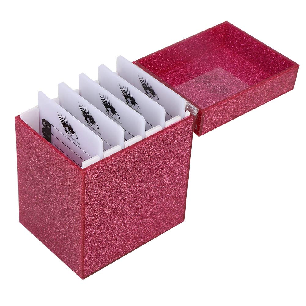 5-Layer Acrylic False Eyelash Storage Box with Glue Pallet - Eyelash Extension Organizer & Display Case for Professionals (Pink) - Perfect for Salon, Makeup Artists & Home Beauty Storage
