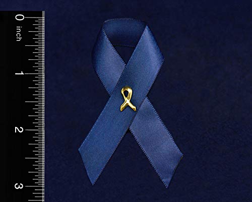 Dark Blue Satin Huntington's Disease Awareness Ribbon Pins - Fundraising Pins for HD Awareness Campaigns & Charity Events (Set of 10)