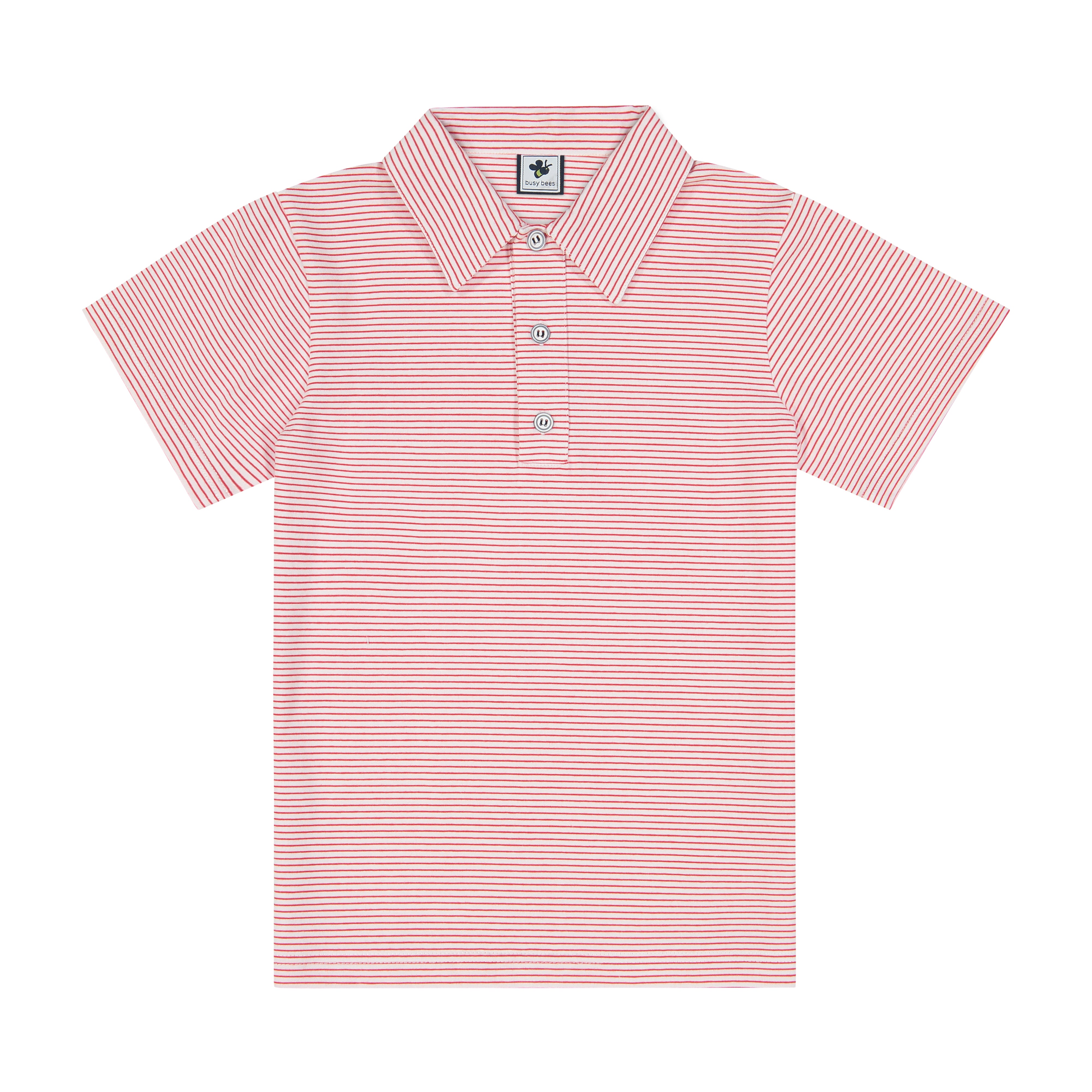 Boys' Short Sleeve Polo Shirt - Red & White Striped Cotton Tee for Kids | Perfect for School, Playdates & Summer Outfits