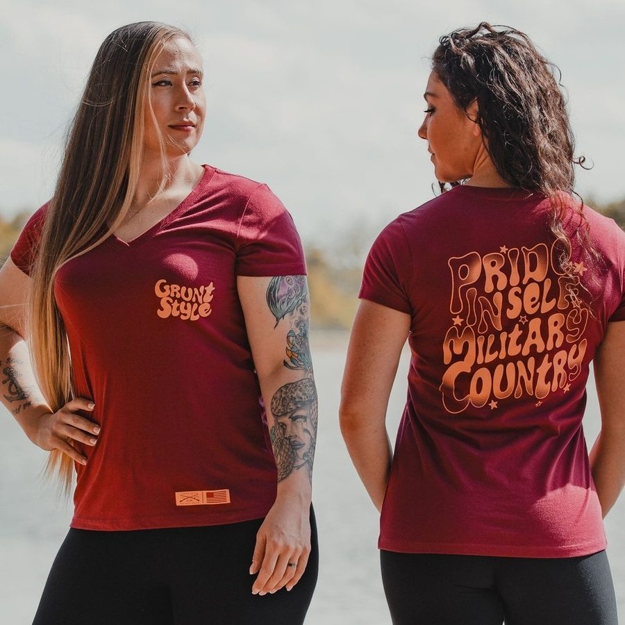 Women's Ethos V Neck T-Shirt - Soft Red Plum Color - Casual & Comfortable for Everyday Wear, Workouts, and Layering