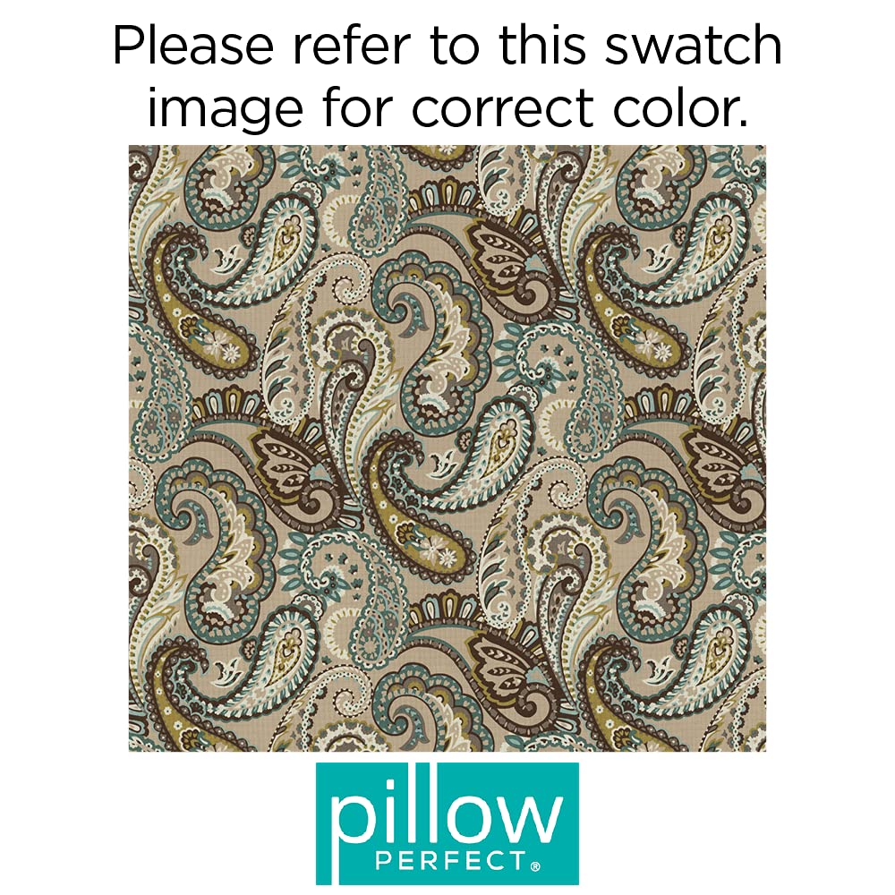 Pillow Perfect Paisley Indoor Outdoor Chaise Lounge Cushion with Ties - 72.5