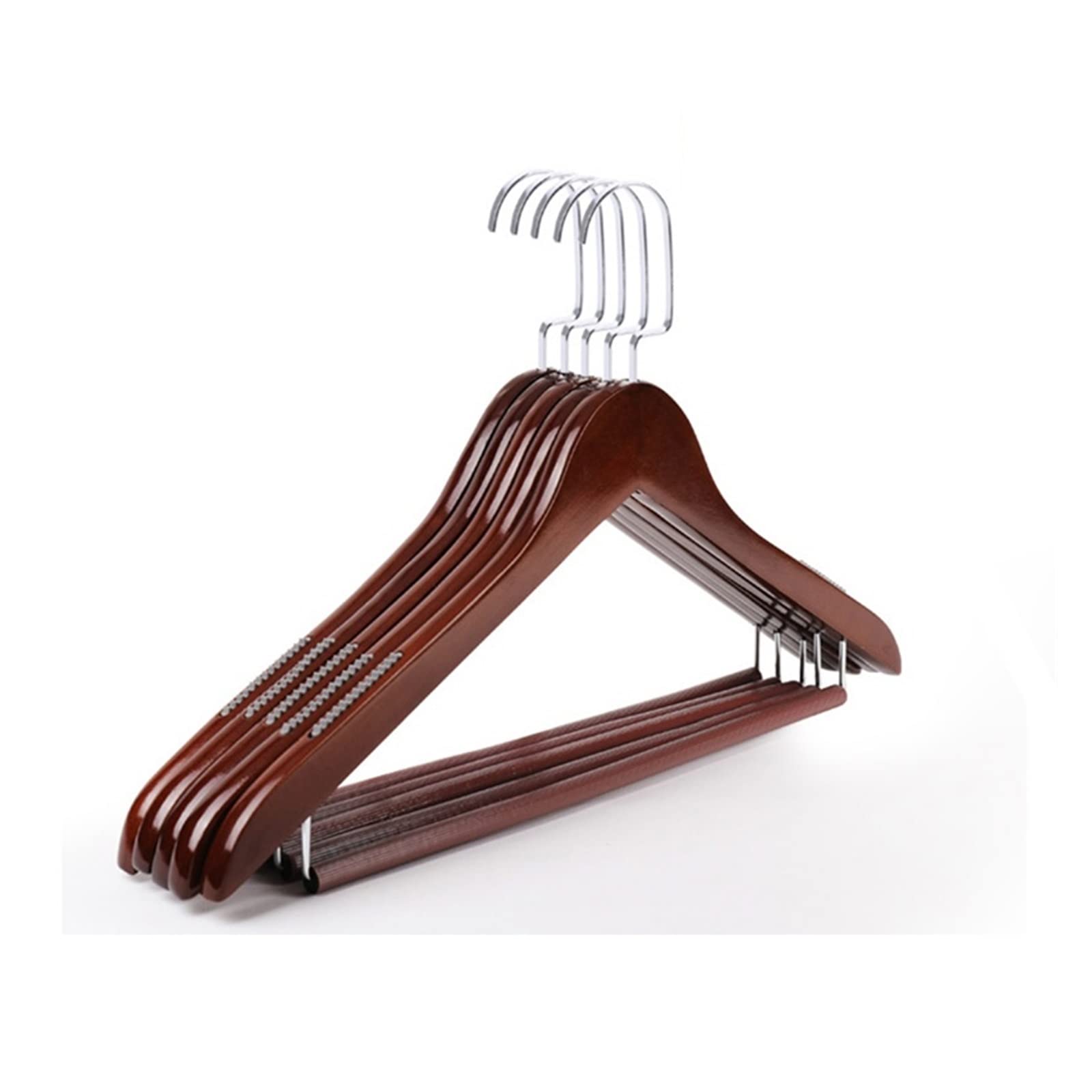 Premium Non-Slip Wooden Clothes Hangers with Metal Hooks - 5-Pack Vintage Style for Men's Wardrobe Organization - Perfect for Suits, Coats & Pants Storage in Closets