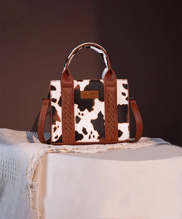 Wrangler Cow Print Mini Tote Bag - Stylish Western Crossbody Purse for Women | Perfect for Shopping, Travel & Everyday Use