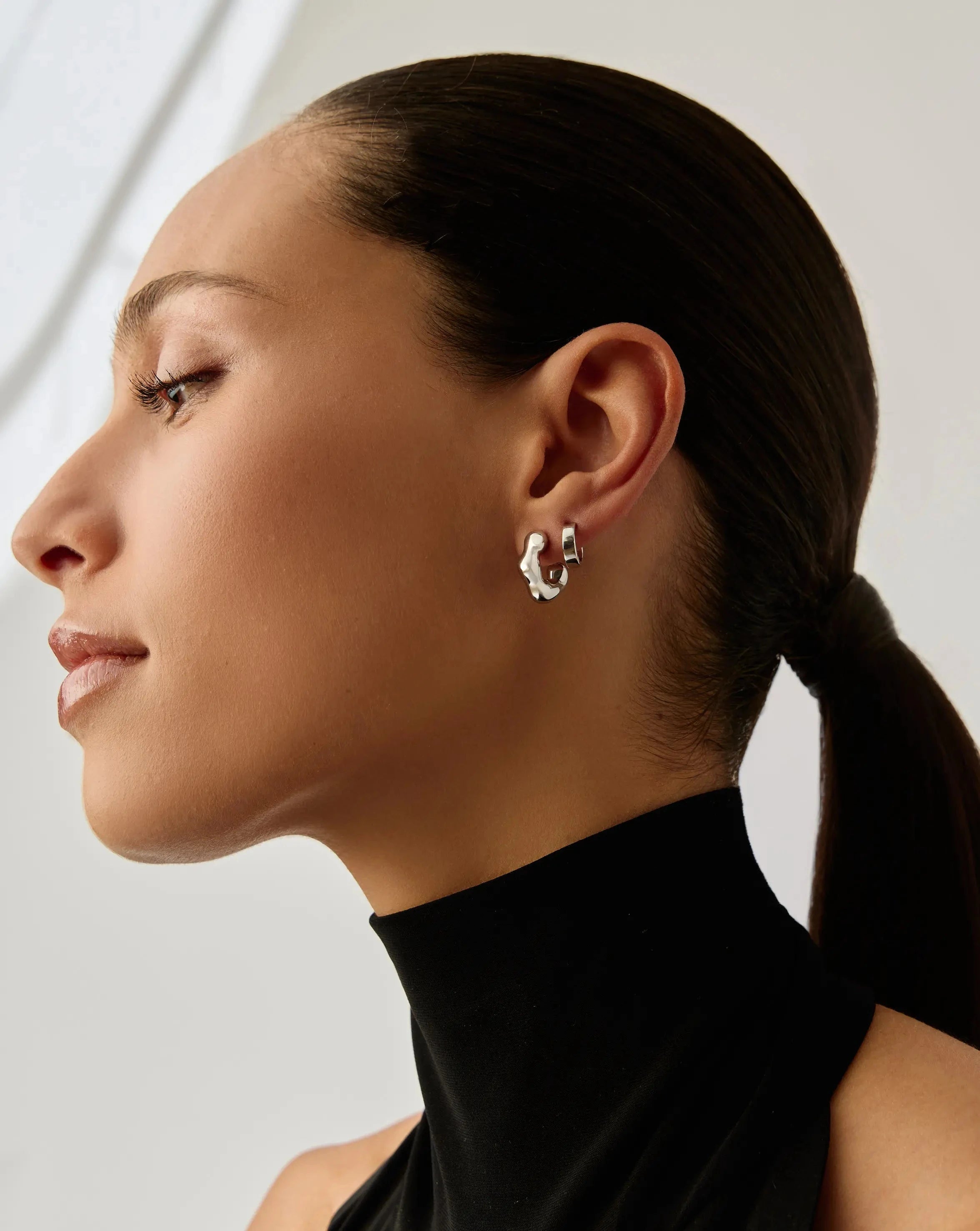 Eny Puffy Small Hoop Earrings - Sterling Silver 925 Hypoallergenic Dainty Jewelry for Women | Perfect for Everyday Wear, Date Night & Gifts