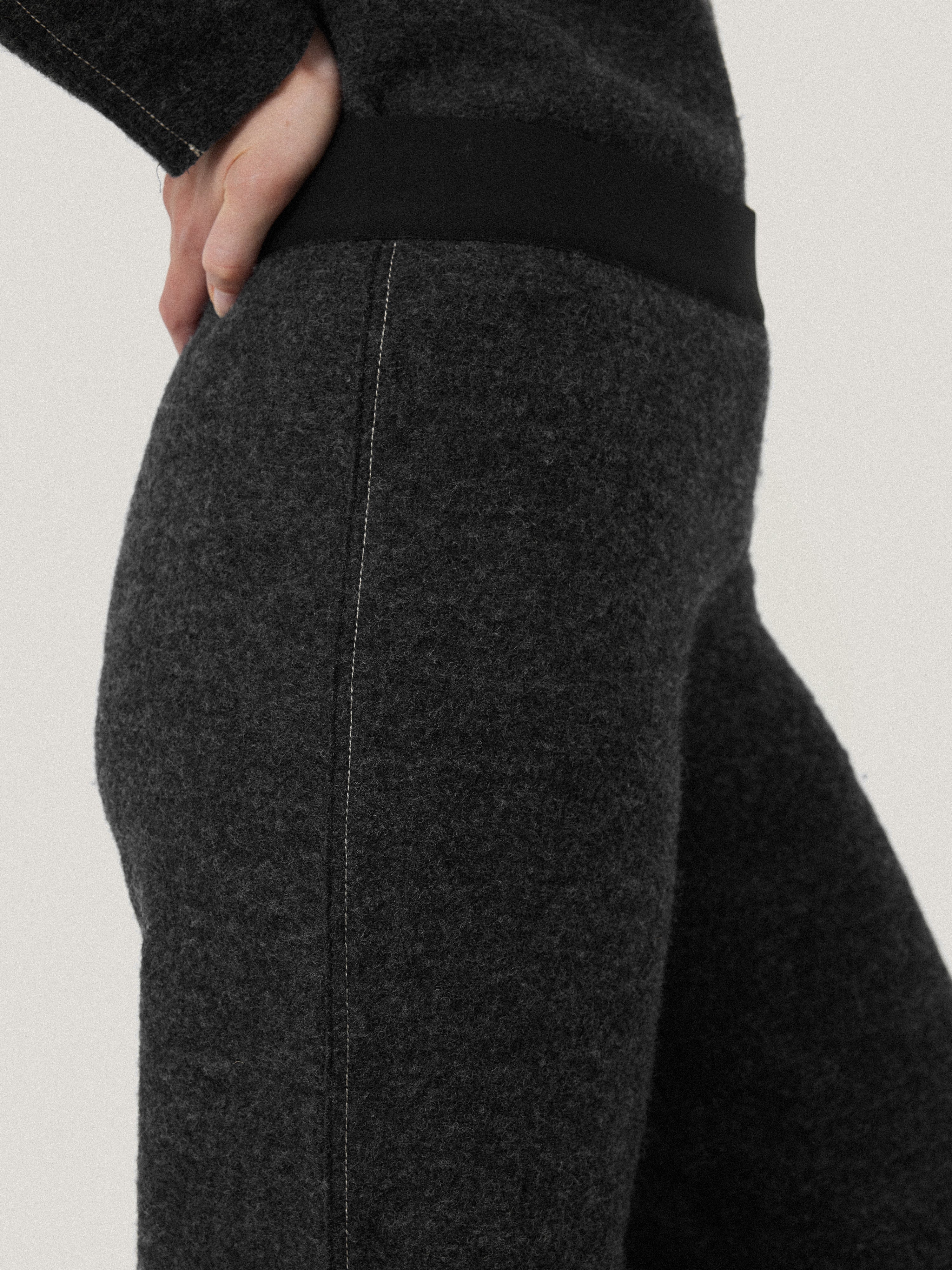 Premium Boiled Wool Blend Trousers for Women - Dark Grey | Comfortable & Stylish Winter Pants for Office, Travel & Casual Wear