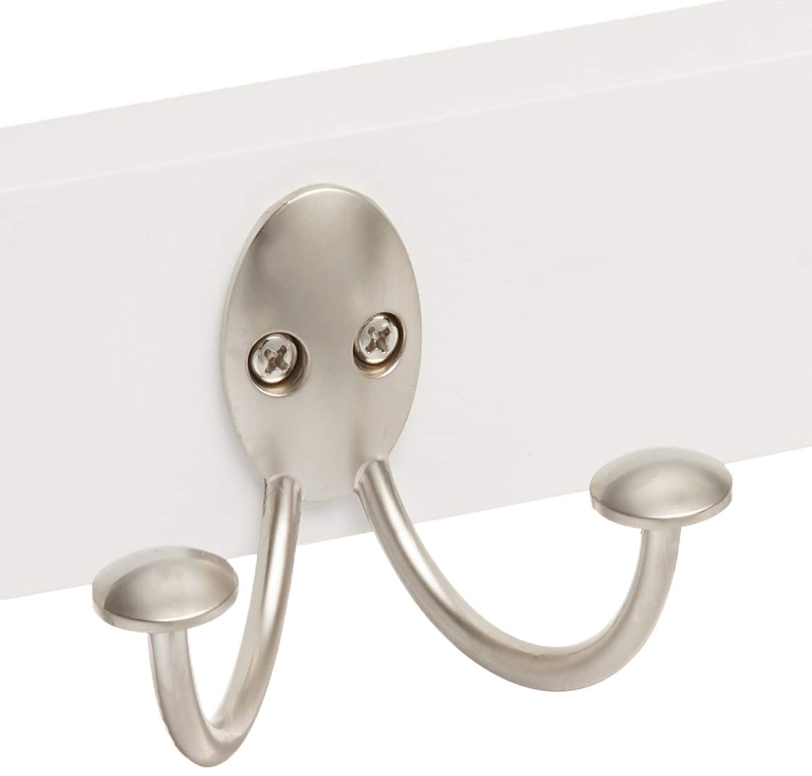 Spectrum Diversified Stratford Wall Mount Wood Rack - Entryway, Kitchen & Bathroom Organizer in Satin Nickel - Perfect for Hanging Towels, Hats & Keys in Home & Office Spaces