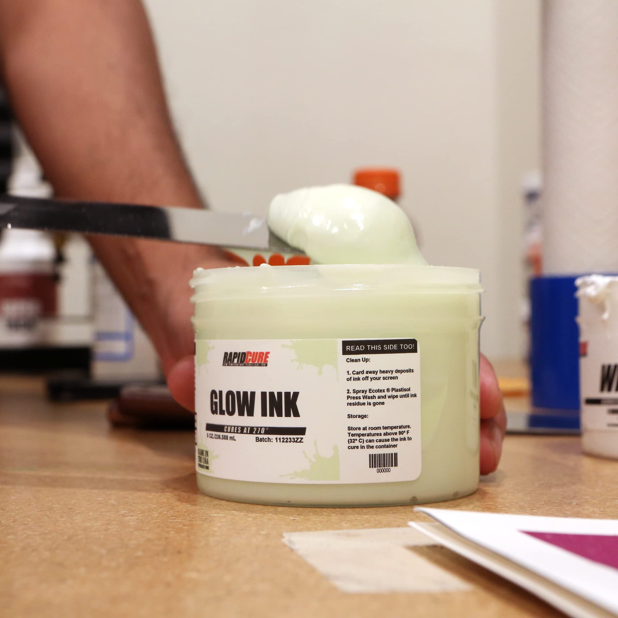 Glow in The Dark Screen Printing Ink - Rapid Cure® Plastisol Fabric Paint (1 Gallon, 128oz) - Fast Drying, USA Made for DIY T-Shirts, Posters & Custom Apparel