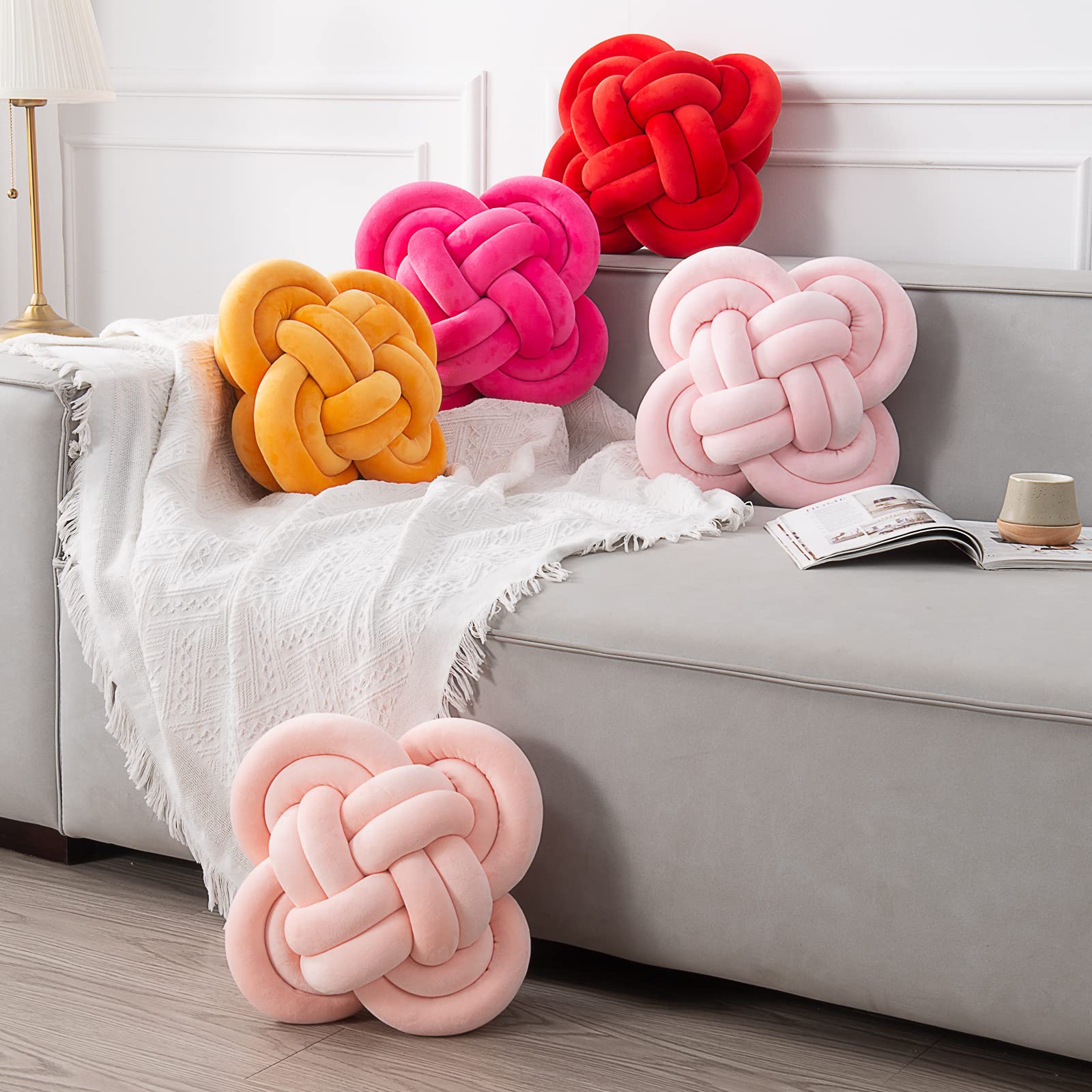Soft Plush Knot Pillow for Couch & Bed - Pink Dorm Decor for Living Room