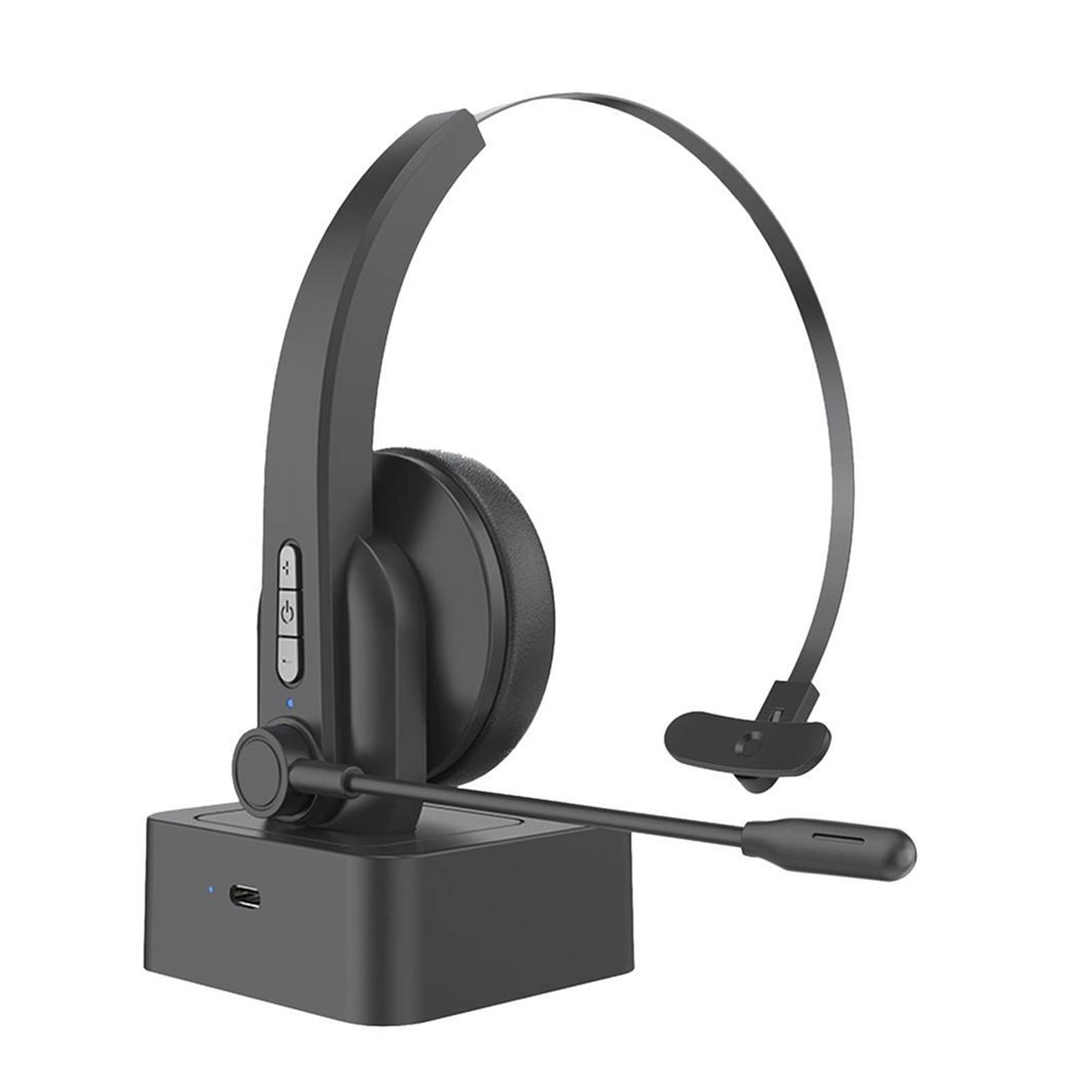 Noise Canceling Call Center Headset - 60 Hour Battery Life, Single Ear Headphone with Clear Microphone for PC, Computer, Gaming & Office Use - Perfect for Remote Work, Customer Service & Online Meetings