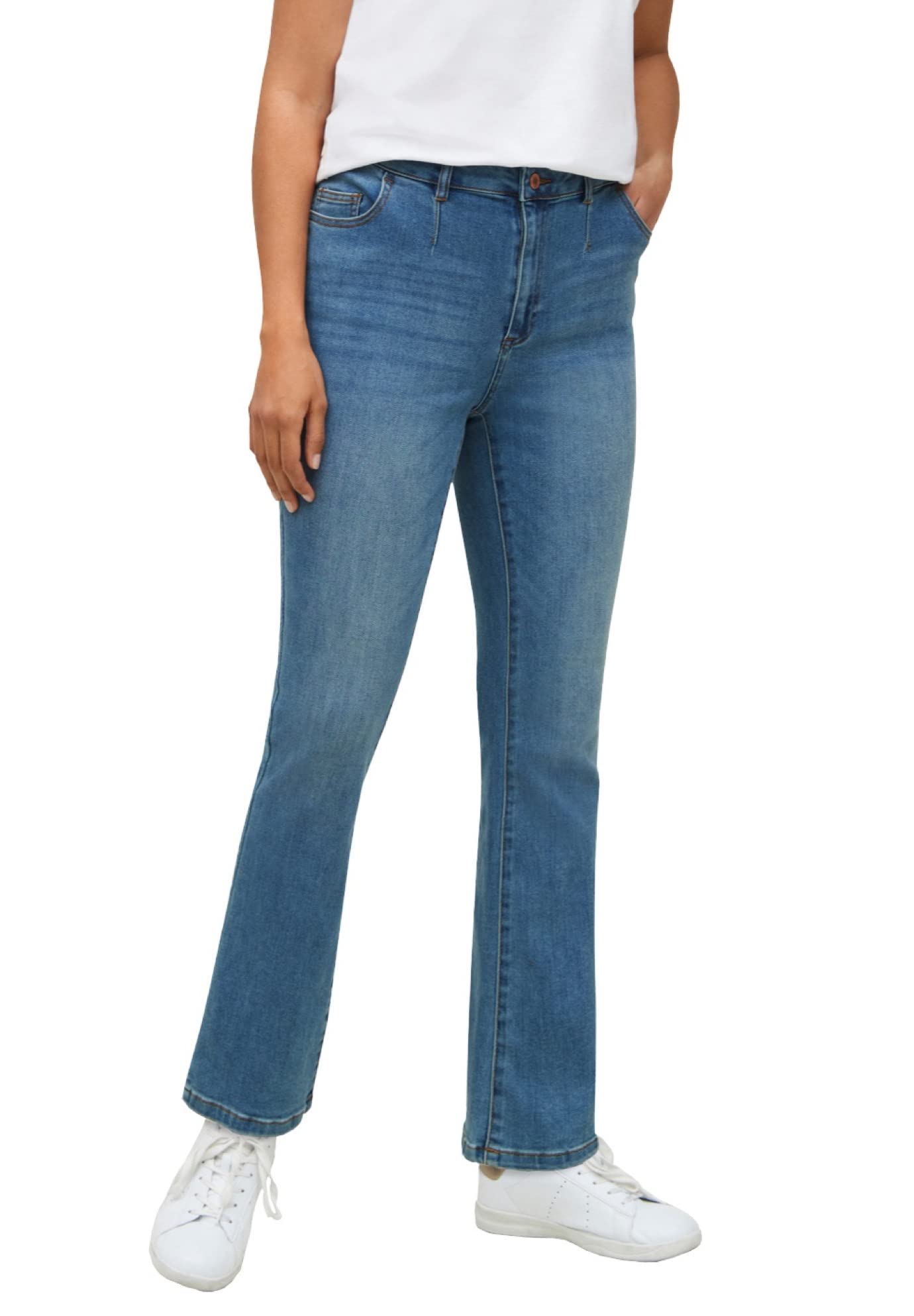 Ellos Women's Plus Size Bootcut Stretch Jeans - Comfortable & Flattering Denim Pants for Curvy Figures | Perfect for Work, Casual Outings & Date Nights