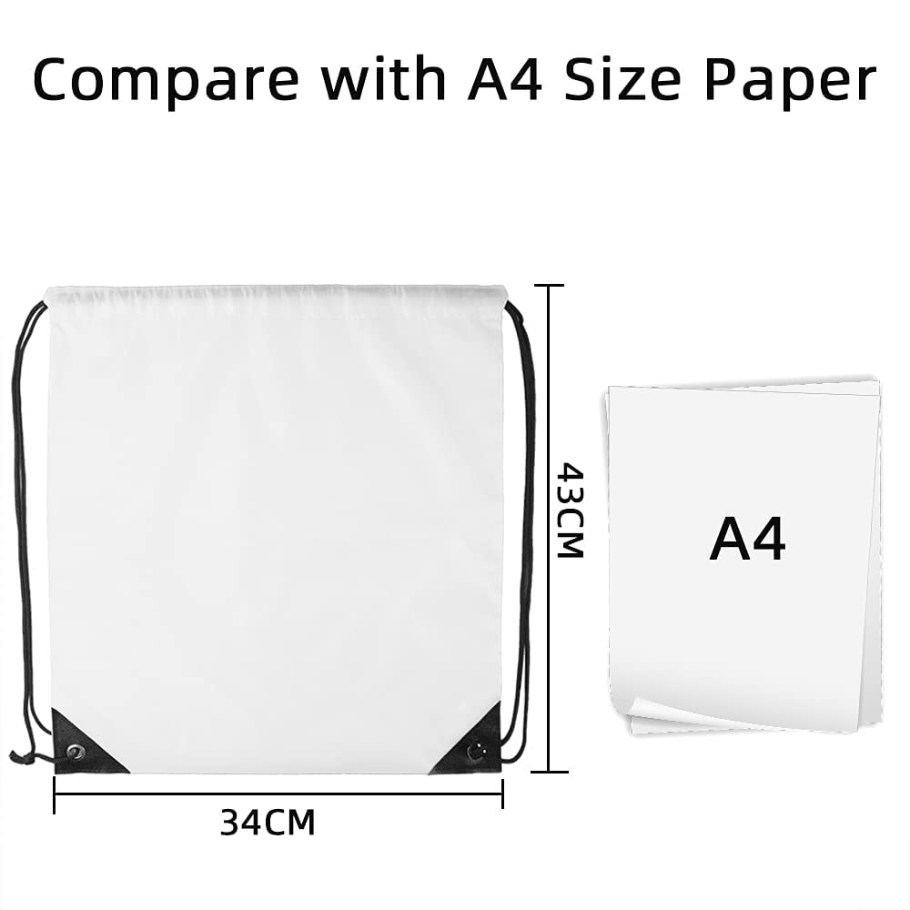 GoodtoU 16-Piece Bulk Drawstring Backpacks - White Cinch Bags for School, Sports & Travel | Lightweight String Backpacks for Students, Gym & Outdoor Activities