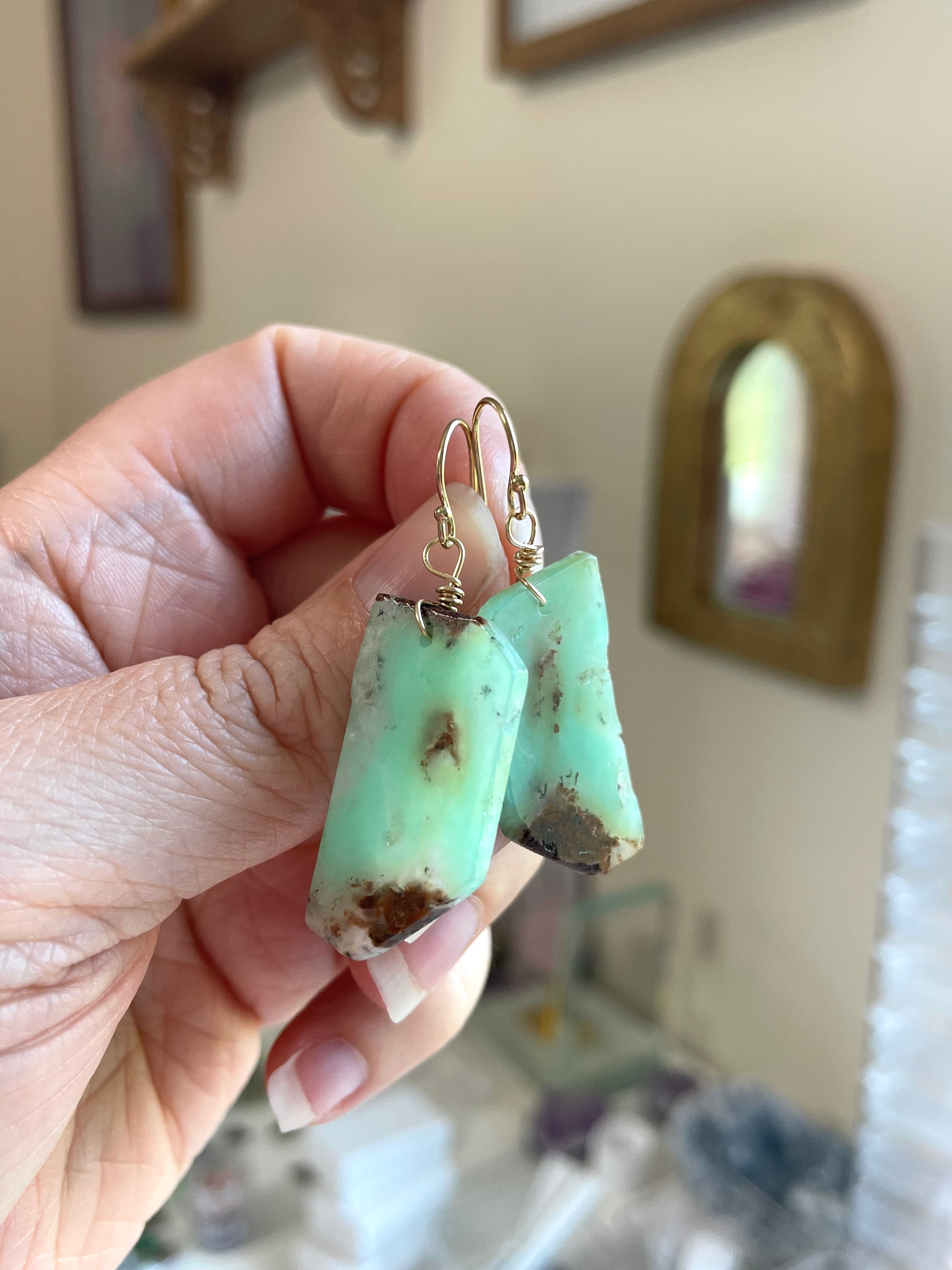 Stunning Chrysoprase Statement Earrings in Gold Fill – Elegant Dangle Earrings for Women | Perfect for Parties, Weddings & Special Occasions