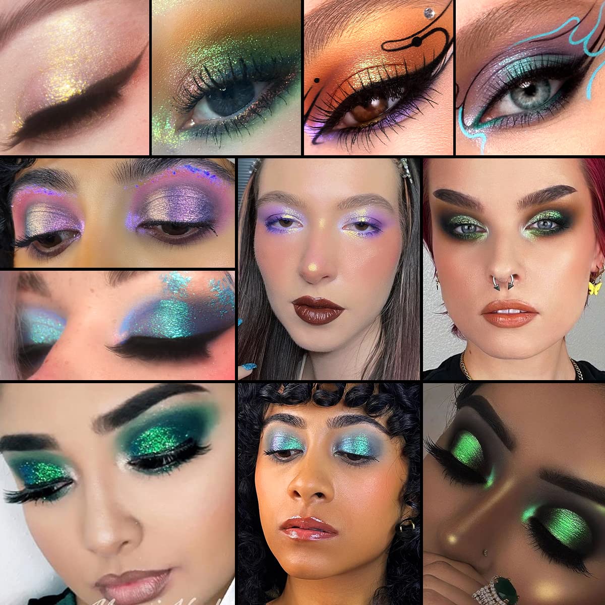 BEUSELF Glitter Multichrome Emerald Green Eyeshadow Palette - Highly Pigmented, Long Lasting Cream Eyeshadow - Vegan, Talc Free, Travel Size - Perfect for Party, Night Out & Special Occasion Makeup