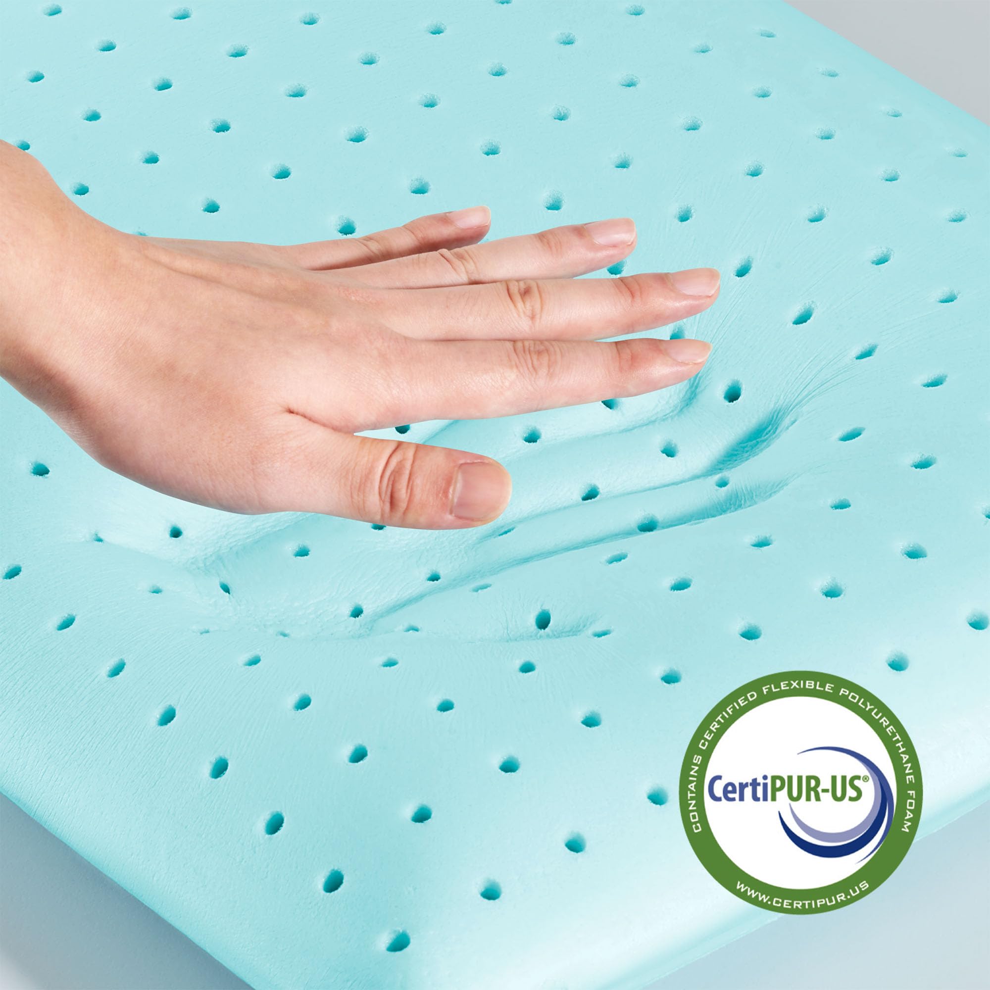 Cooling Memory Foam Pillow for Back/Stomach/Side Sleepers - Ultra Thin & Washable - Home/Bedroom/Travel