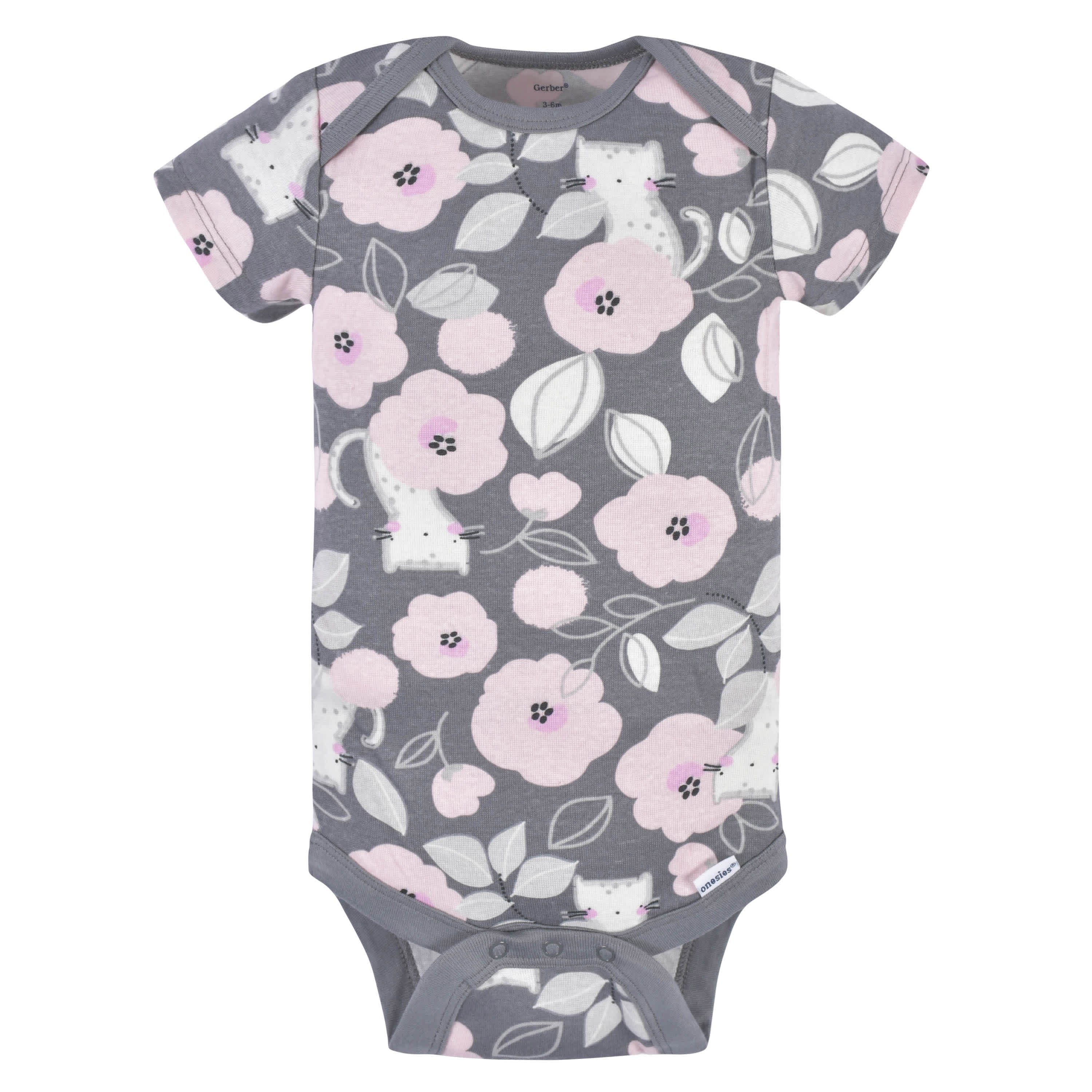 3 Pack Baby Girls Comfy Stretch Floral Leopard Print Short Sleeve Bodysuits - Soft Cotton Onesies for Newborn & Infant - Perfect for Playtime, Daycare & Family Outings