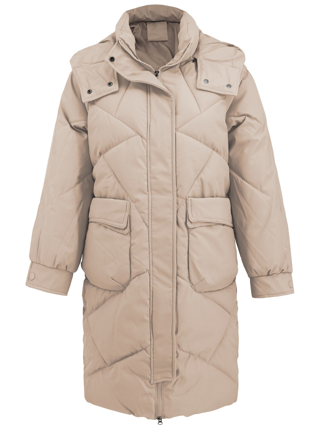 Men's Long Sleeve Longline Hooded Winter Coat with Pockets - Warm Fleece Lined Jacket for Cold Weather Outdoor Activities