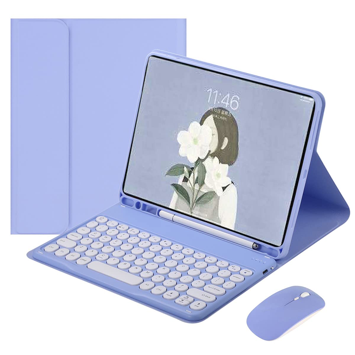 Wireless Bluetooth Keyboard Case for iPad Mini 7 A17 Pro & iPad Mini 6th Gen - Detachable Cute Round Keys with Pencil Holder (Purple) | Perfect for Work, Study & Travel