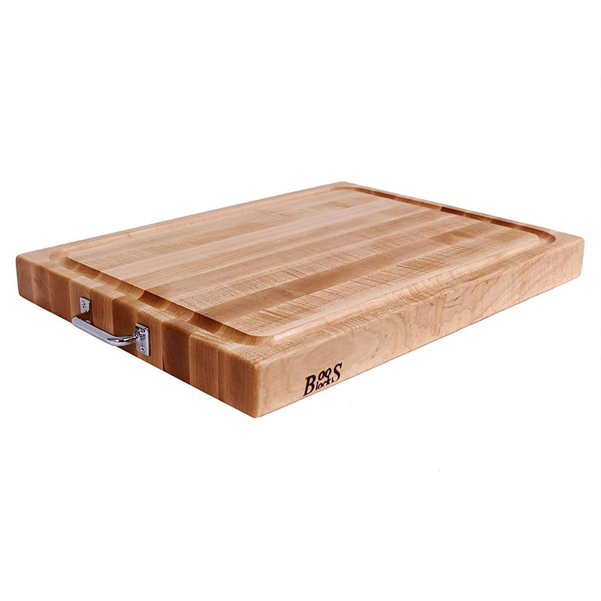 Premium John Boos Block Large Reversible Maple Wood Cutting Board with Metal Handles - 24