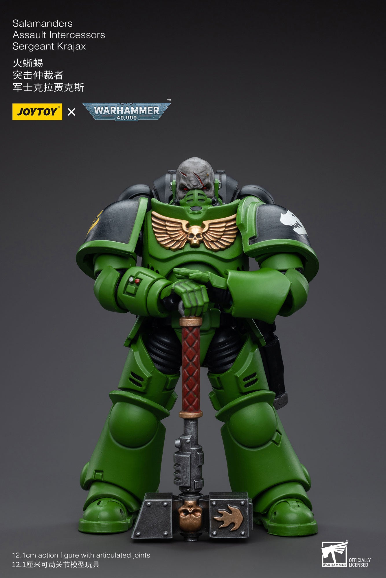 JOYTOY 1/18 Scale 3.75 Inch Warhammer 40K Salamanders Assault Intercessors Sergeant Krajax Action Figure - Collectible Miniature for Tabletop Gaming & Display