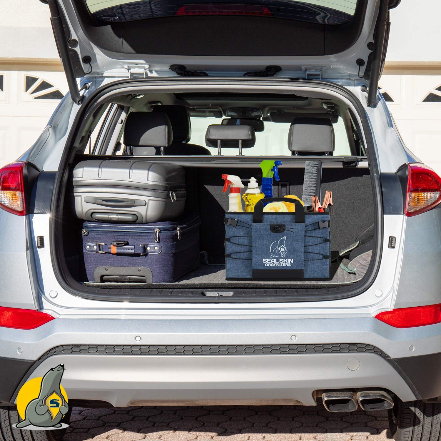 Premium Heavy Duty Collapsible Trunk Organizer for SUV, Car & Truck - 3 Adjustable Sizes, Lightweight & Portable Vehicle Storage - Easy Install Organizer for Travel, Camping & Road Trips - Black