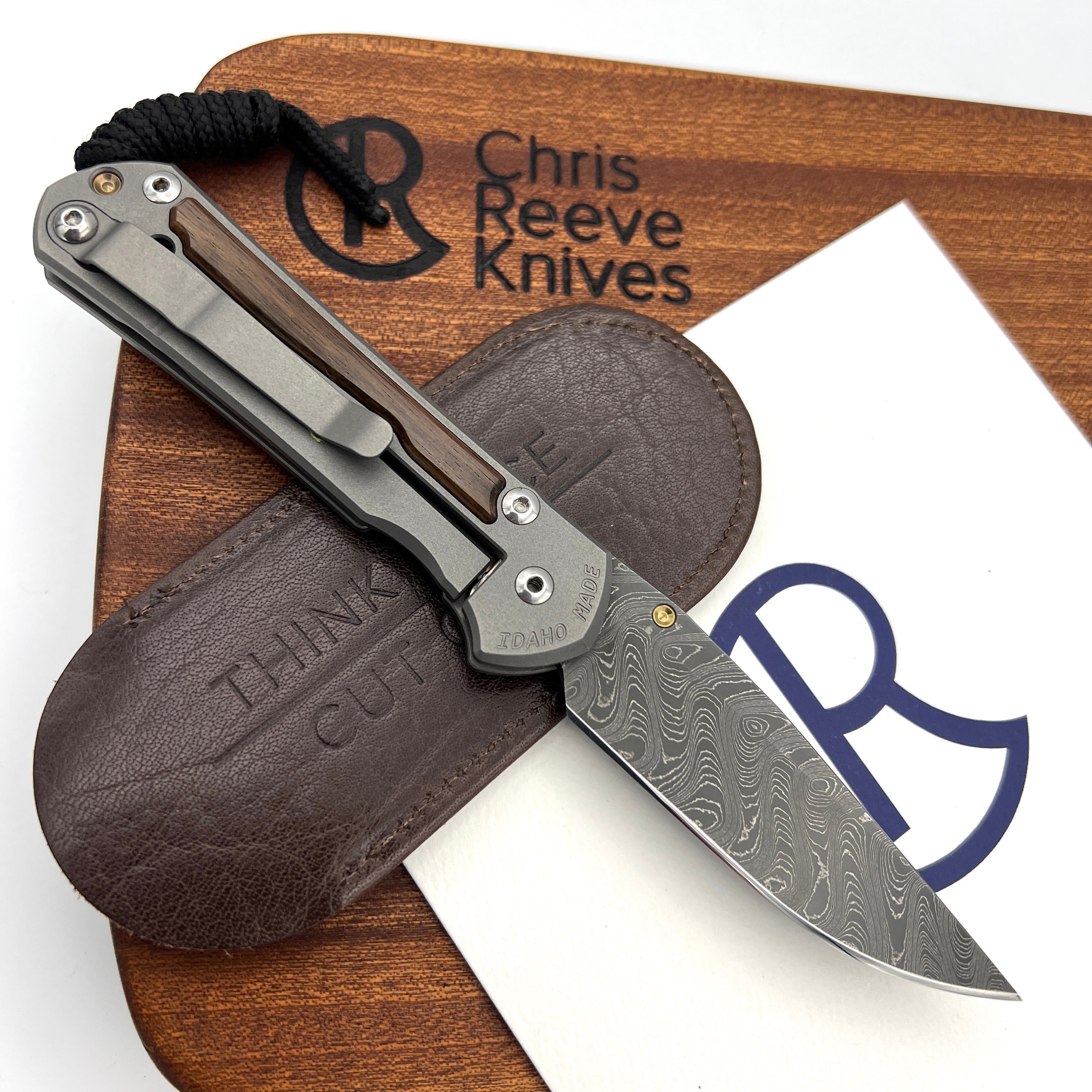 Chris Reeve Knives Small Sebenza 31 Folding Pocket Knife - Drop Point Blade, Macassar Ebony Inlay, Matte Finish - EDC, Outdoor, Camping & Survival Gear