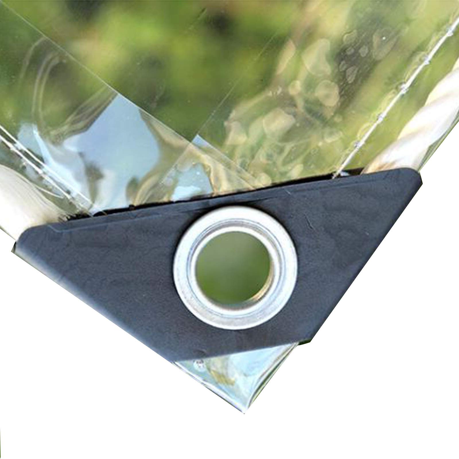 GGYMEI Heavy Duty Clear Waterproof Tarpaulin - 0.35mm Thick Transparent PVC Cover with Metal Eyelets (2.4x6m) for Outdoor Patio, Camping, Boat & Furniture Protection