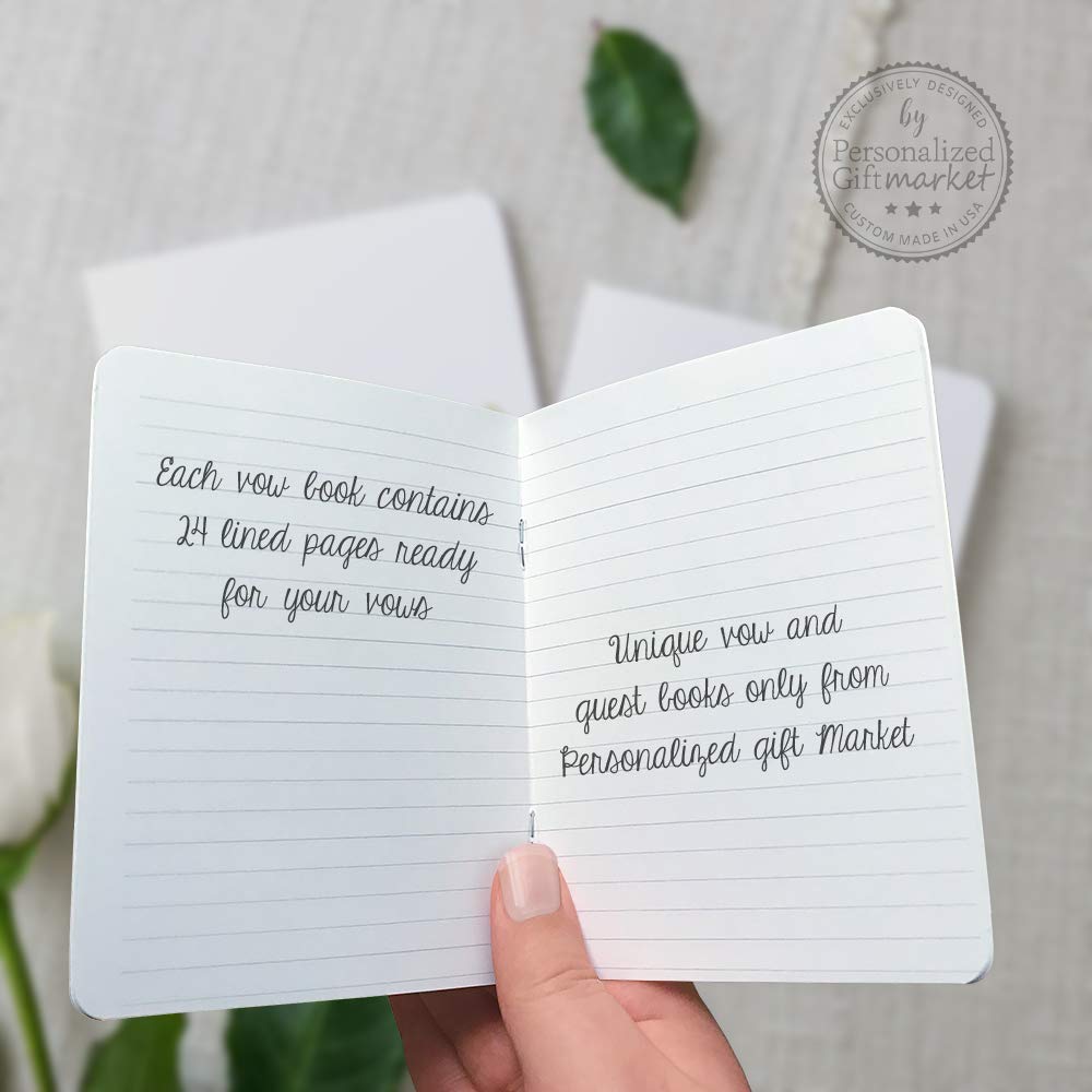 Wedding Vow Books Set of 2 - White Gold Foil Script for Bride & Groom - Perfect for Ceremonies & Vow Renewals
