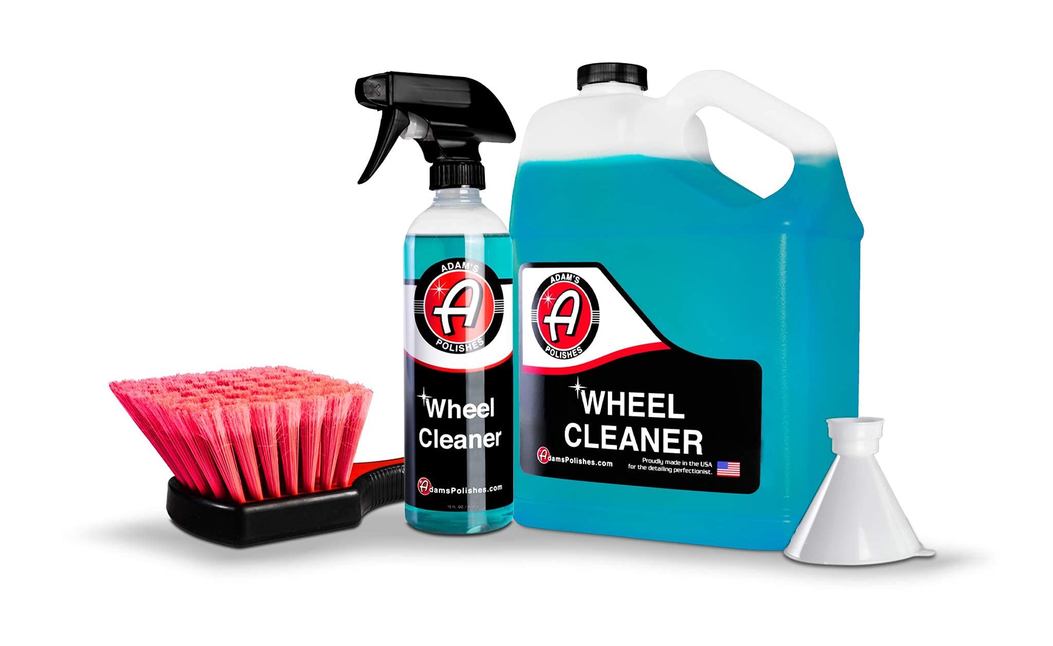 Adam's Premium Wheel Cleaner Kit - Car Wheel Brush & EZ-Fill Funnel Bundle for Easy Wheel Detailing & Maintenance | Perfect for Car Enthusiasts & DIY Auto Care