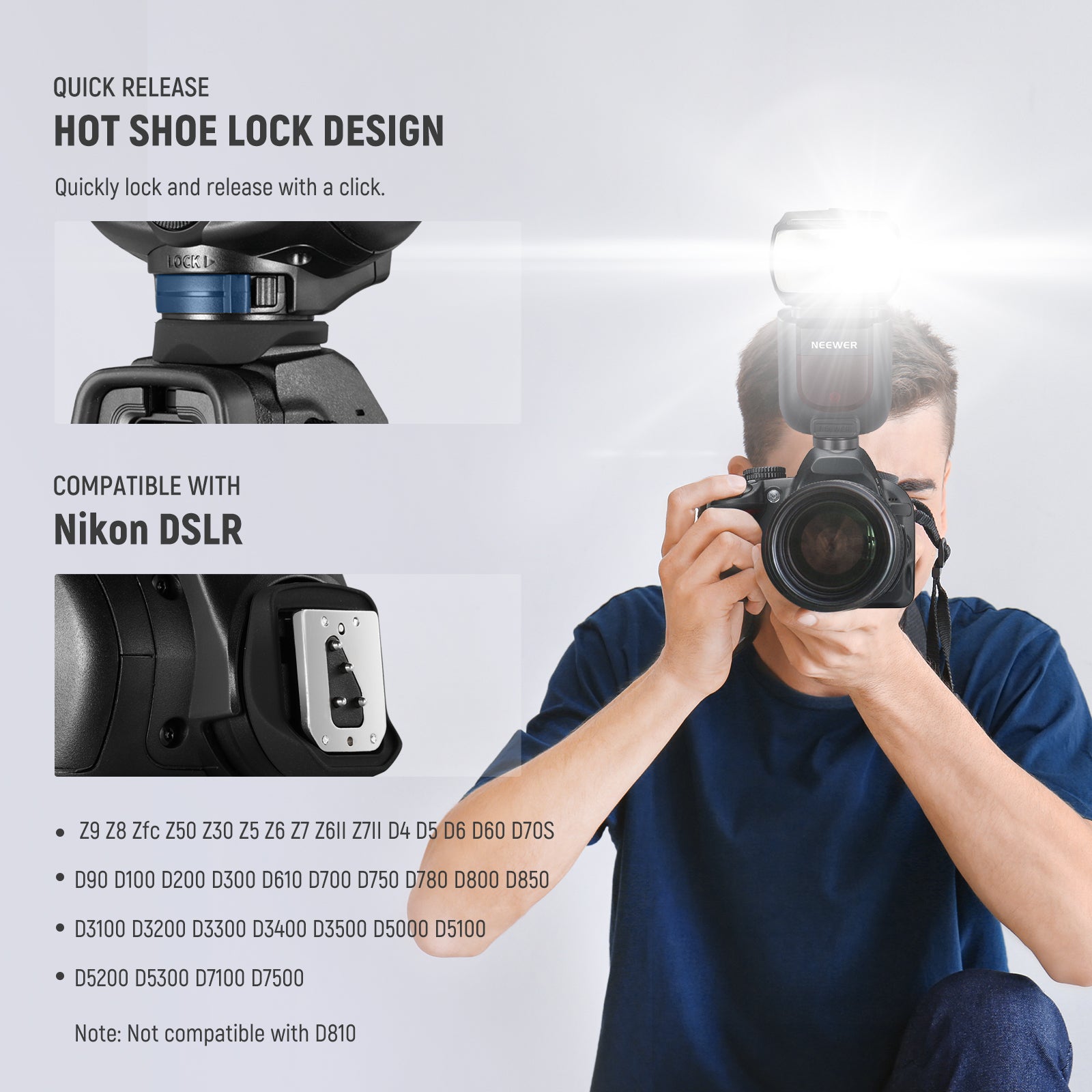 NEEWER NW760 TTL Flash Speedlite for Canon Nikon Sony DSLR Cameras - Professional Photography Lighting for Portraits, Events & Studio Shoots