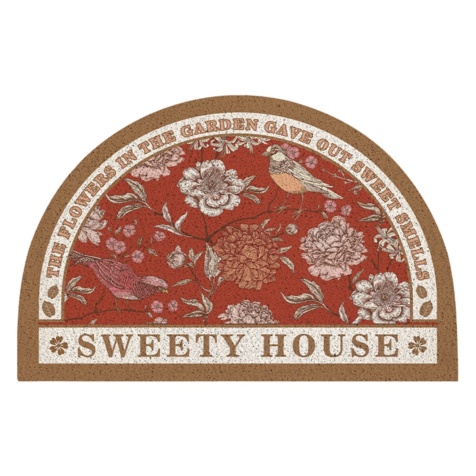 Semi Circle Washable Entry Door Floor Mat - American-Style Floral Pattern Non-Slip Welcome Rug for Indoor/Outdoor Use - Dirt-Resistant PVC Carpet for Porch, Hallway & Entryway (90x120cm/35.4x47.2in, Color A) - Perfect for Home, Office & Apartment Decor