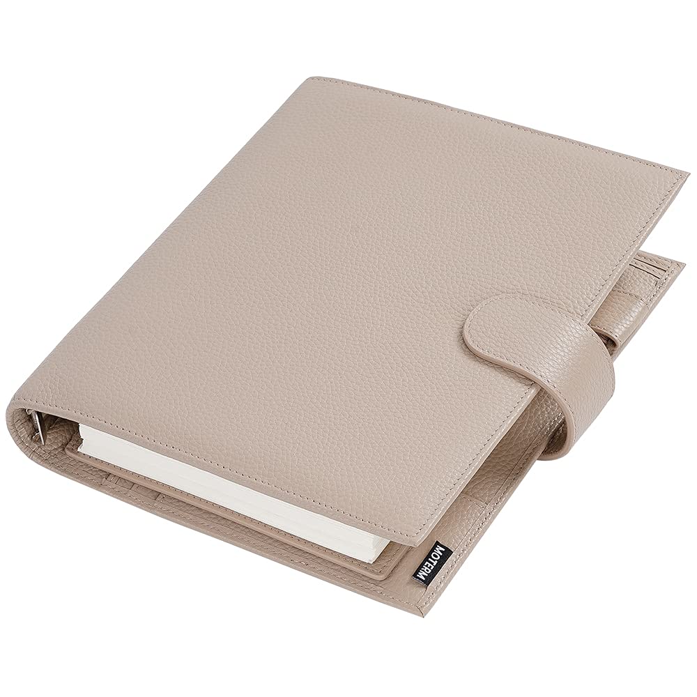 HBNNBV A5 Ring Planner with 30mm Silver Rings - Lined Notebook Organizer, Journal, Sketchbook for Work & School (Pebbled Taupe) - Perfect for Daily Planning, Note Taking & Creative Projects