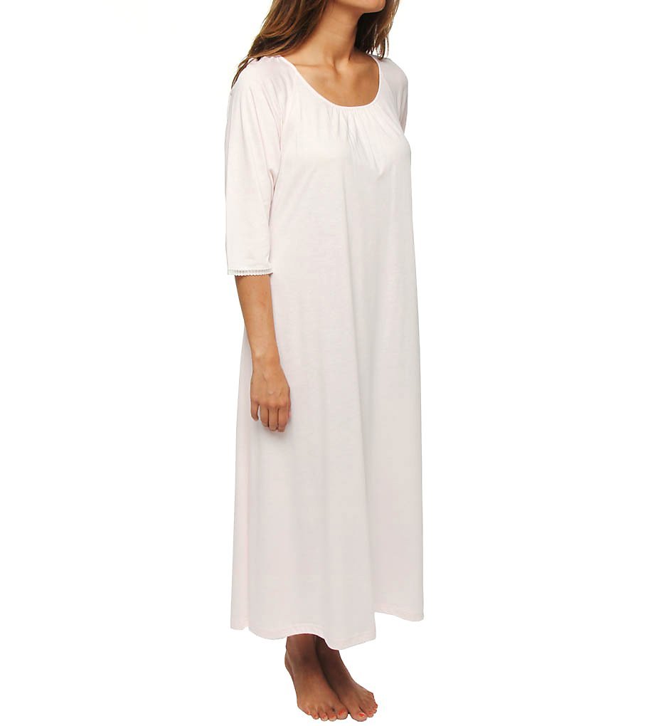 Elegant Women's 380801 Lace Jersey Long Sleeve Nightgown - Perfect for Sleepwear, Lounge Wear & Romantic Occasions