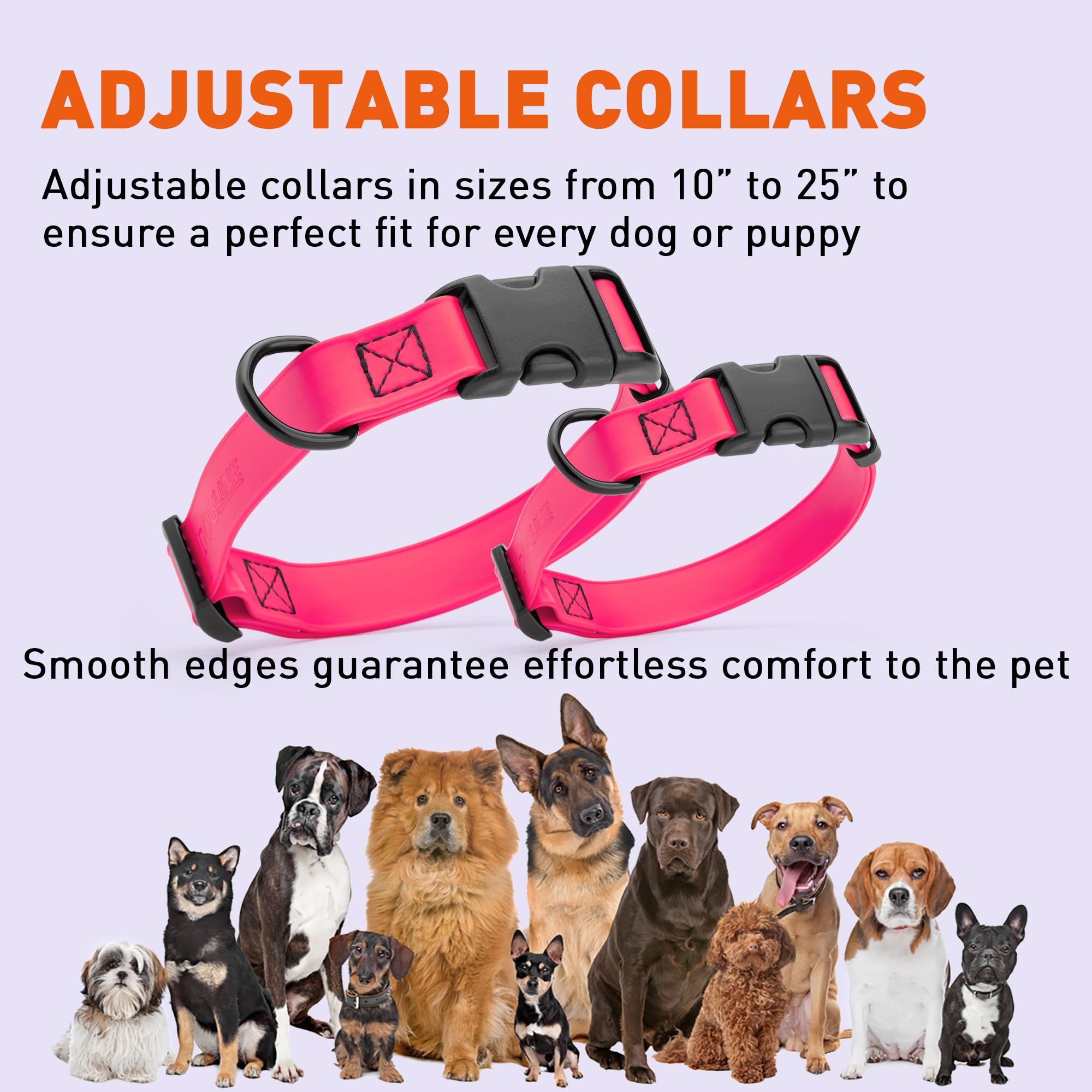 Waterproof Biothane Dog Collar with Quick Release Buckle - Odor-Proof & Easy Clean Nylon Webbing - Adjustable 15-23