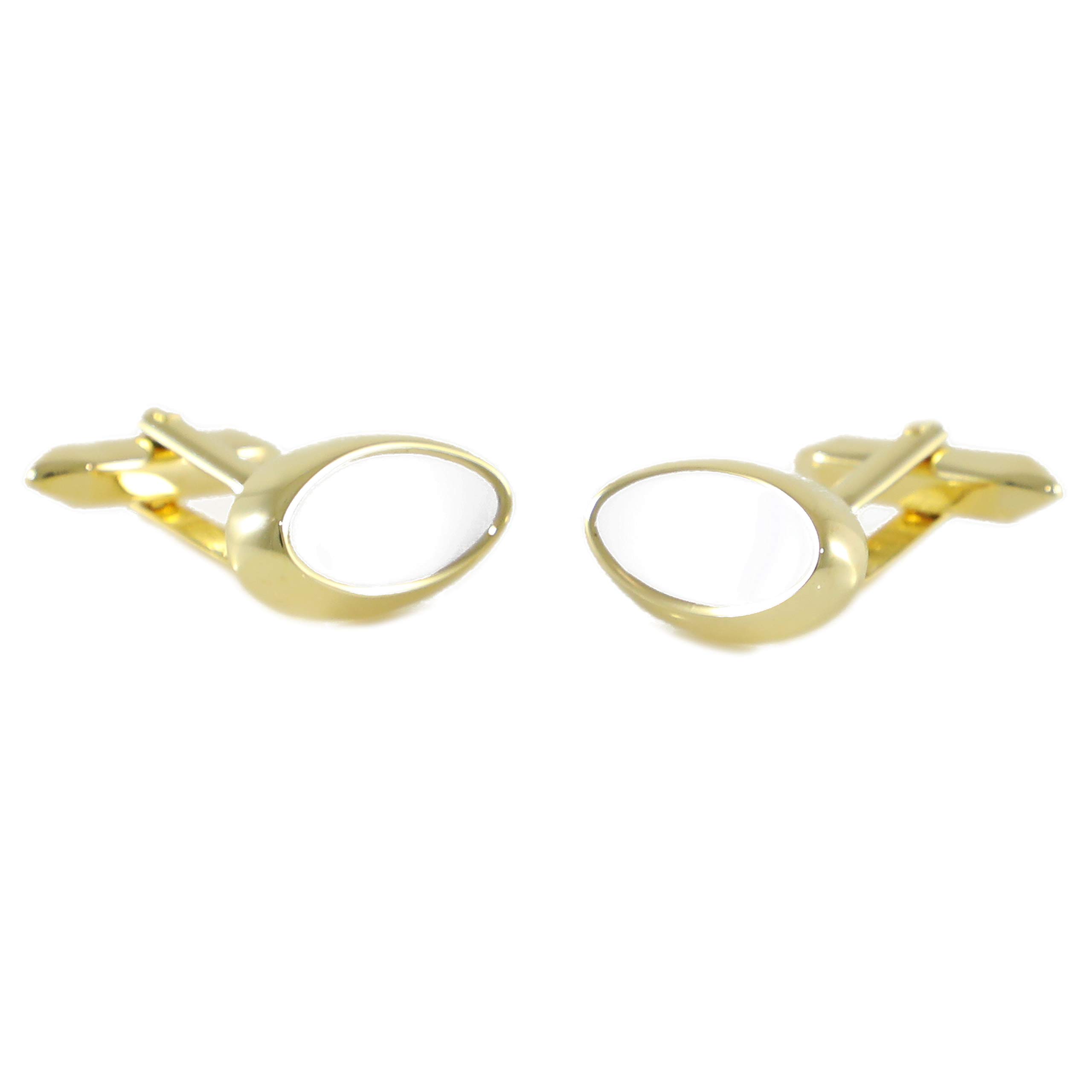 Elegant Gold Tone Oval Enamel Cufflinks for Men - Luxury Gift Box Included - Perfect for Weddings, Business Meetings & Formal Occasions