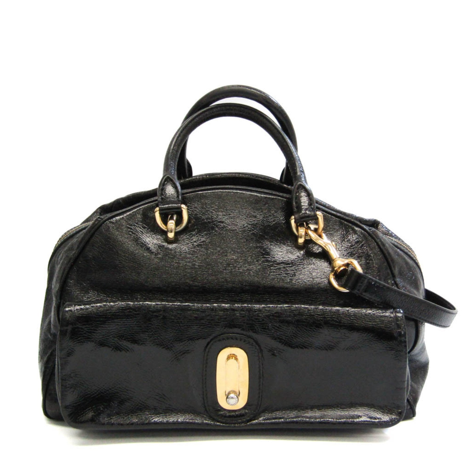 Stylish Black Enamel Leather Handbag & Shoulder Bag for Women - Perfect for Work, Travel, and Evening Outings