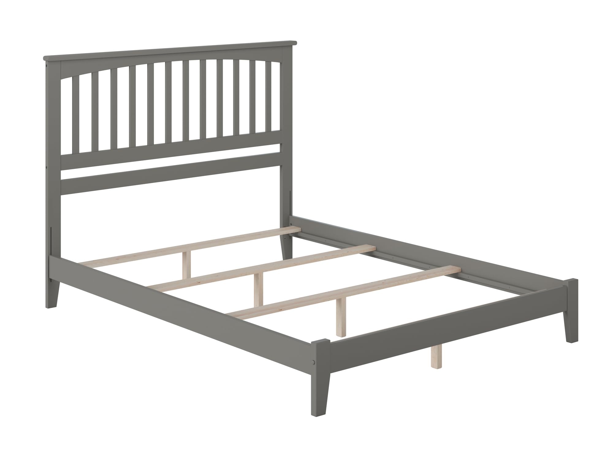 AFI Mission Queen Size Foundation Bed Frame with USB Charging Ports, Grey - Perfect for Modern Bedrooms & Guest Rooms