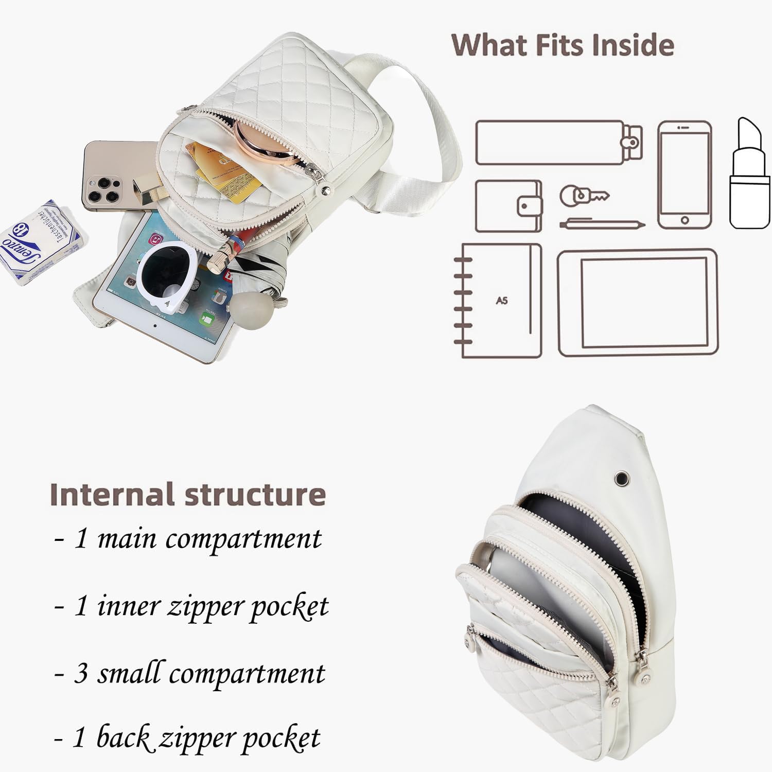 Women's Small Sling Backpack - Lightweight Crossbody Bag for Hiking, Running & Travel