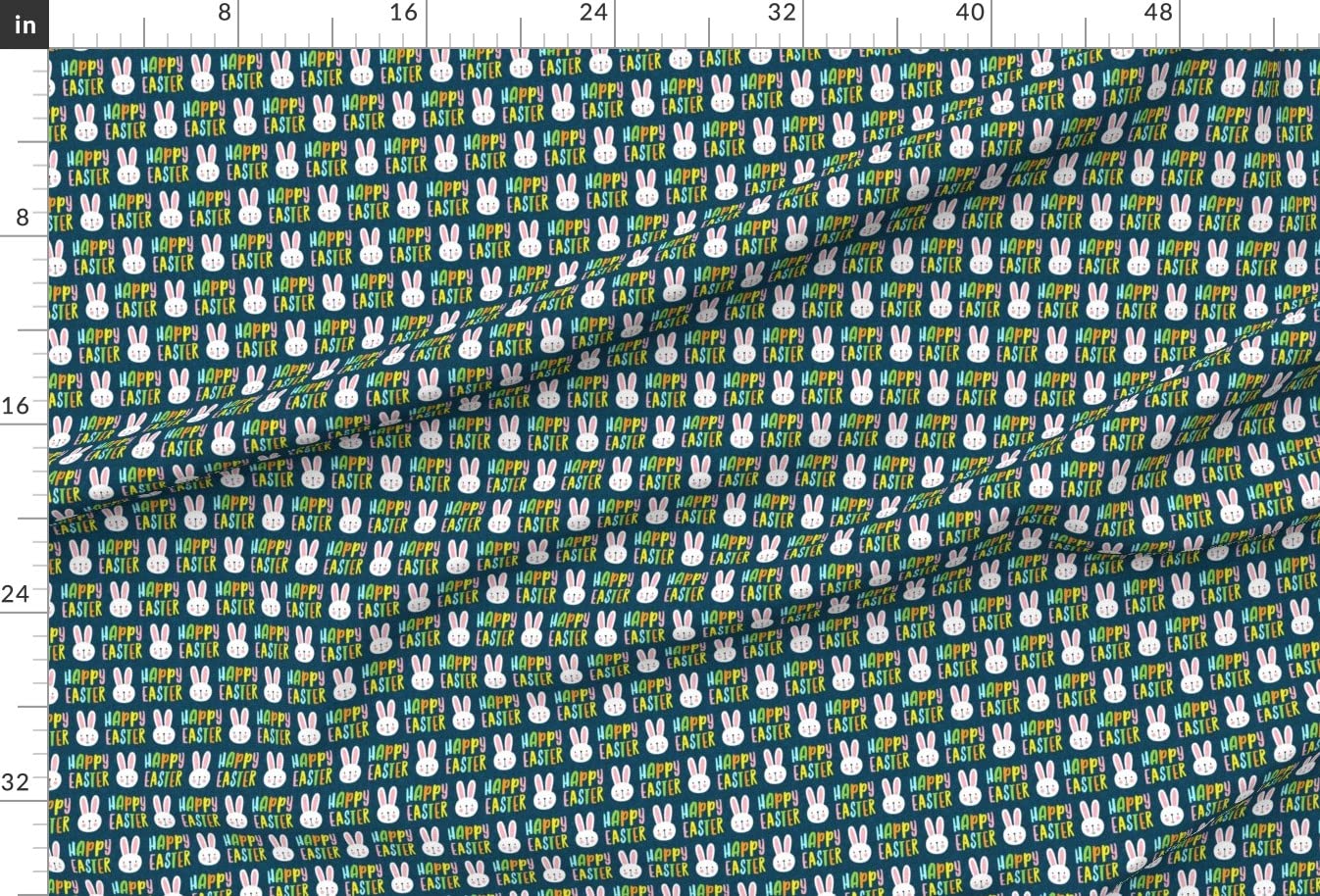 Happy Easter Bunny Multi Blue Rabbit Spring Bunnies Carrot Printed Minky Fabric Fat Quarter - Soft Plush Material for Sewing Baby Blankets, Quilt Backing & DIY Crafts - Perfect for Easter Decorations, Nursery Projects & Seasonal Home Decor