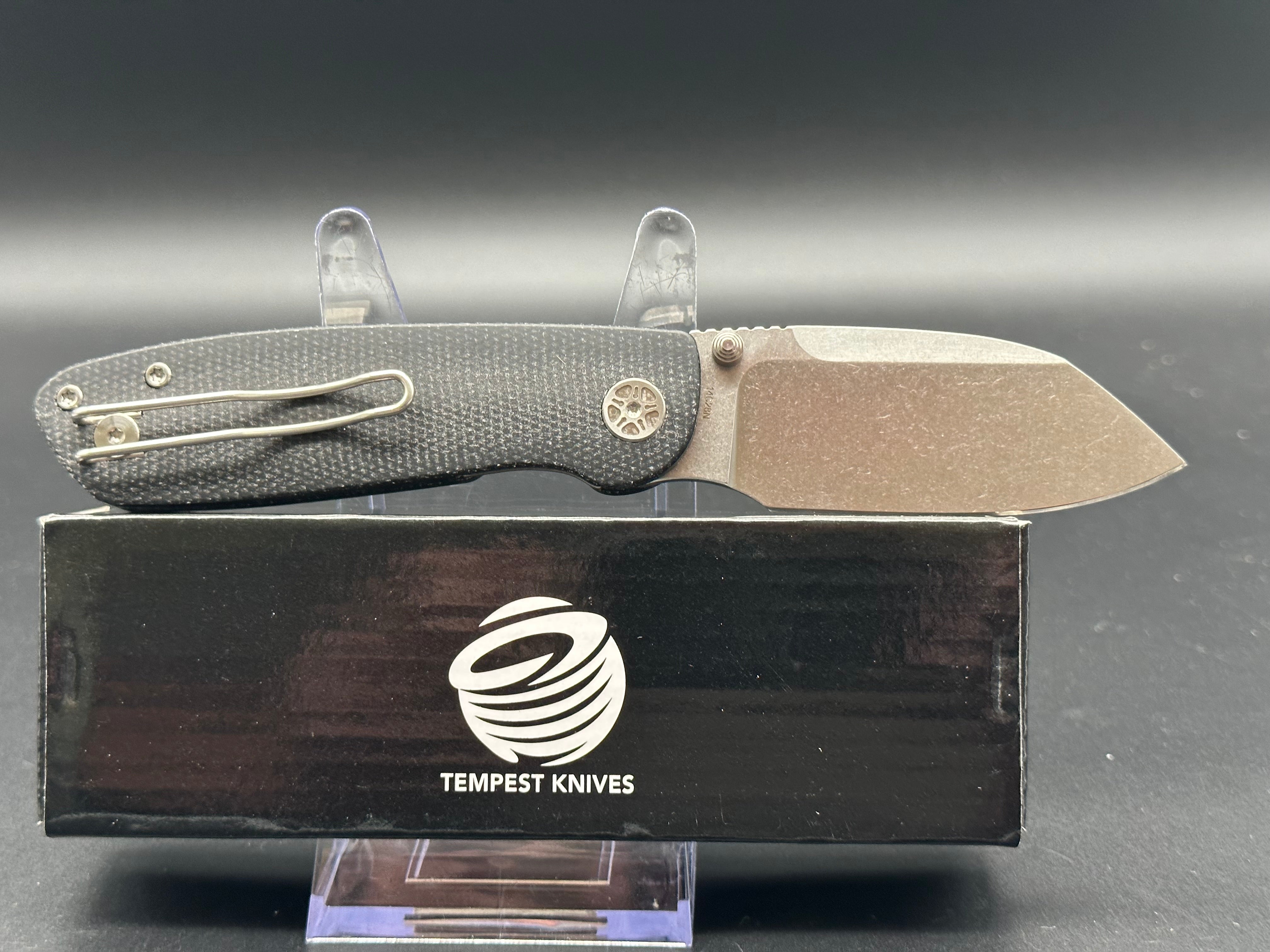 Tempest Microburst Black Micarta Pocket Knife - EDC Folding Knife for Outdoor, Camping, and Everyday Carry