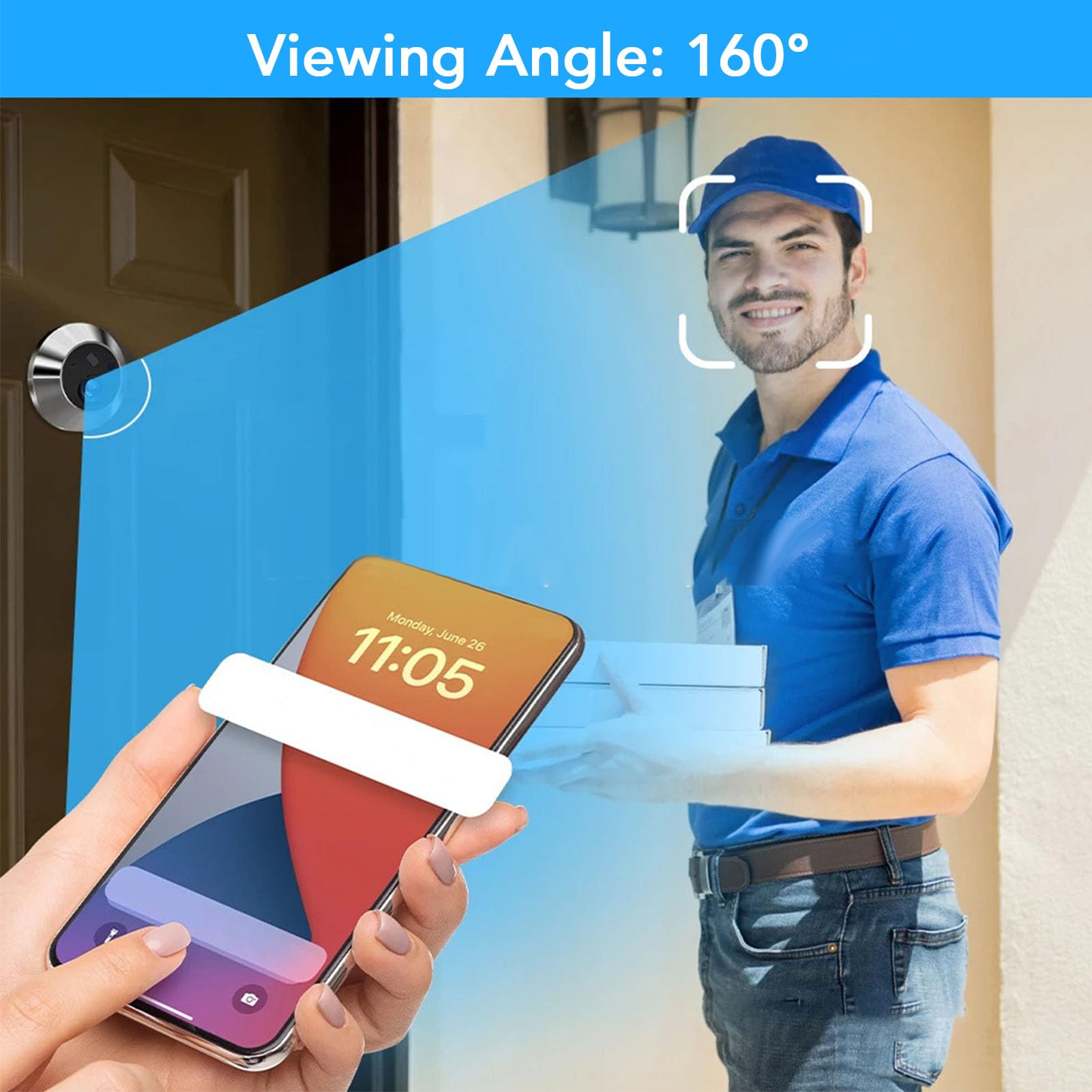 Yunseity 3MP 1080P Smart Video Door Peephole Camera with PIR Motion Detection & Night Vision - 4.3inch Visual Door Viewer for Apartments - Monitor Visitors & Enhance Home Security (Ideal for Front Doors, Rental Units & Smart Homes)